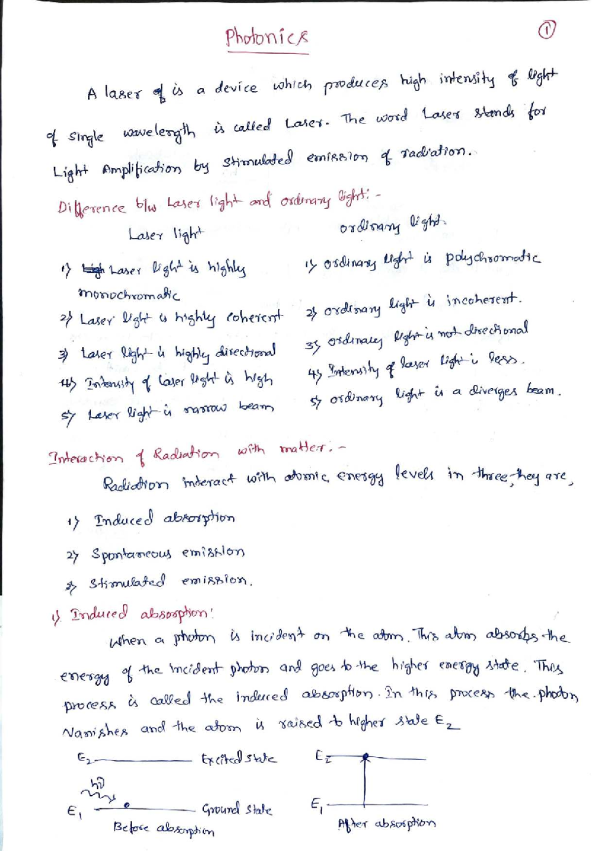 Photonics 1: Laser Fundamentals and Applications - Notes - Studocu