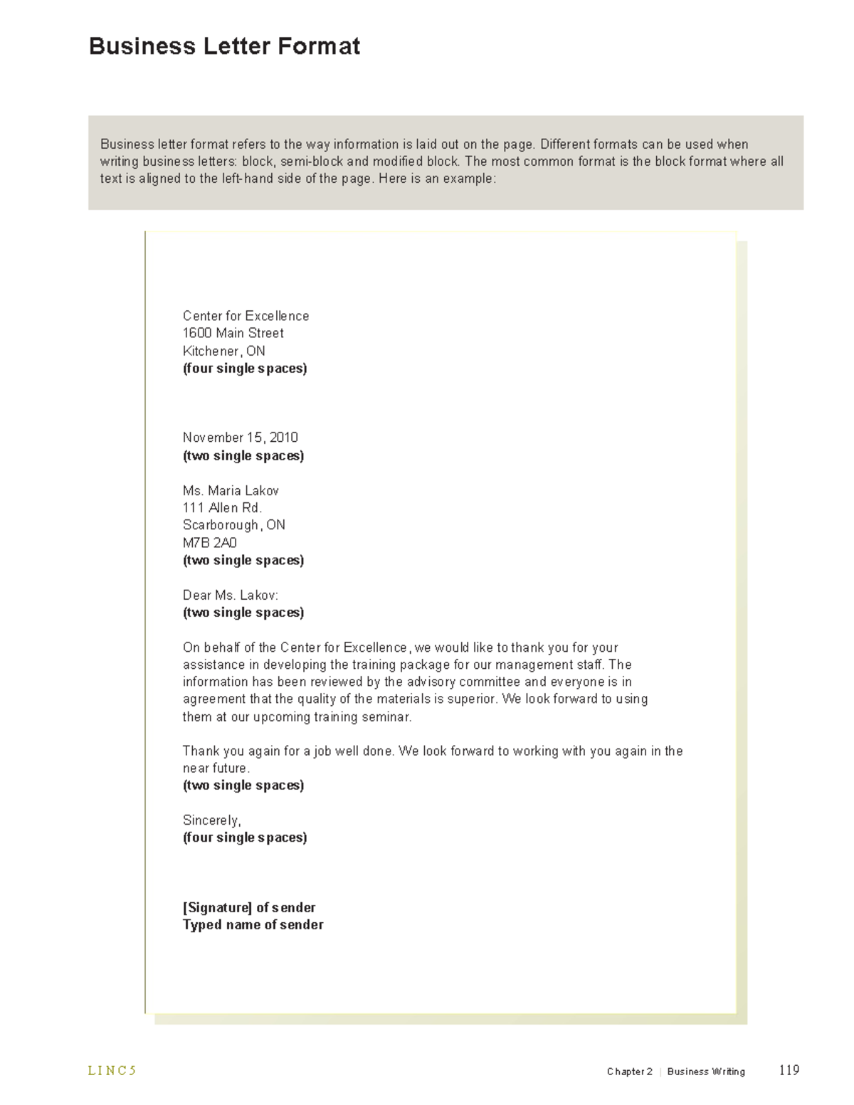 LINC5 Chapter 2 Business Letter Format Guide - Studocu