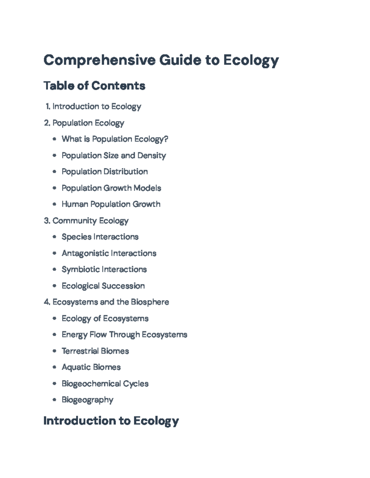 Comprehensive Guide to Ecology (Course Code: BIO101) - Comprehensive ...