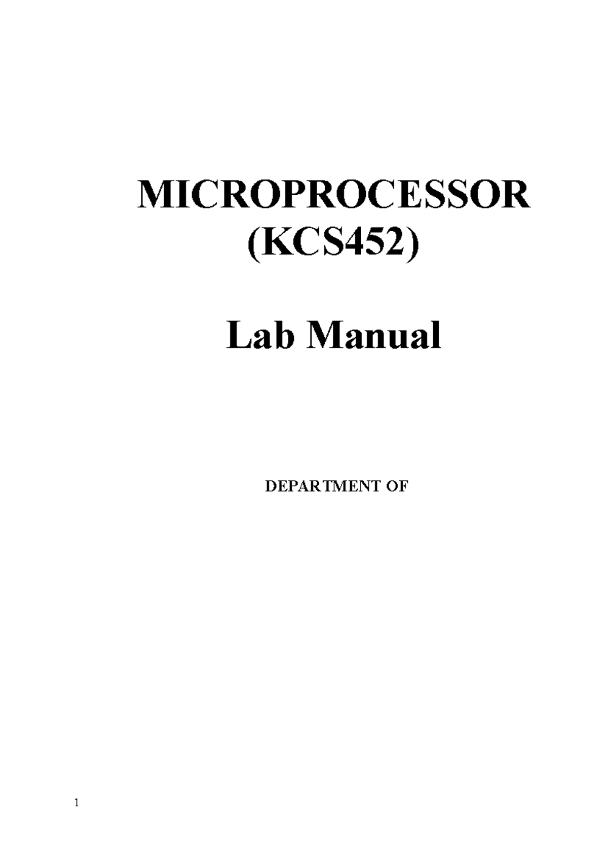 Microprocessor Lab Manual (KCS452): Experiments and Evaluation Guide ...