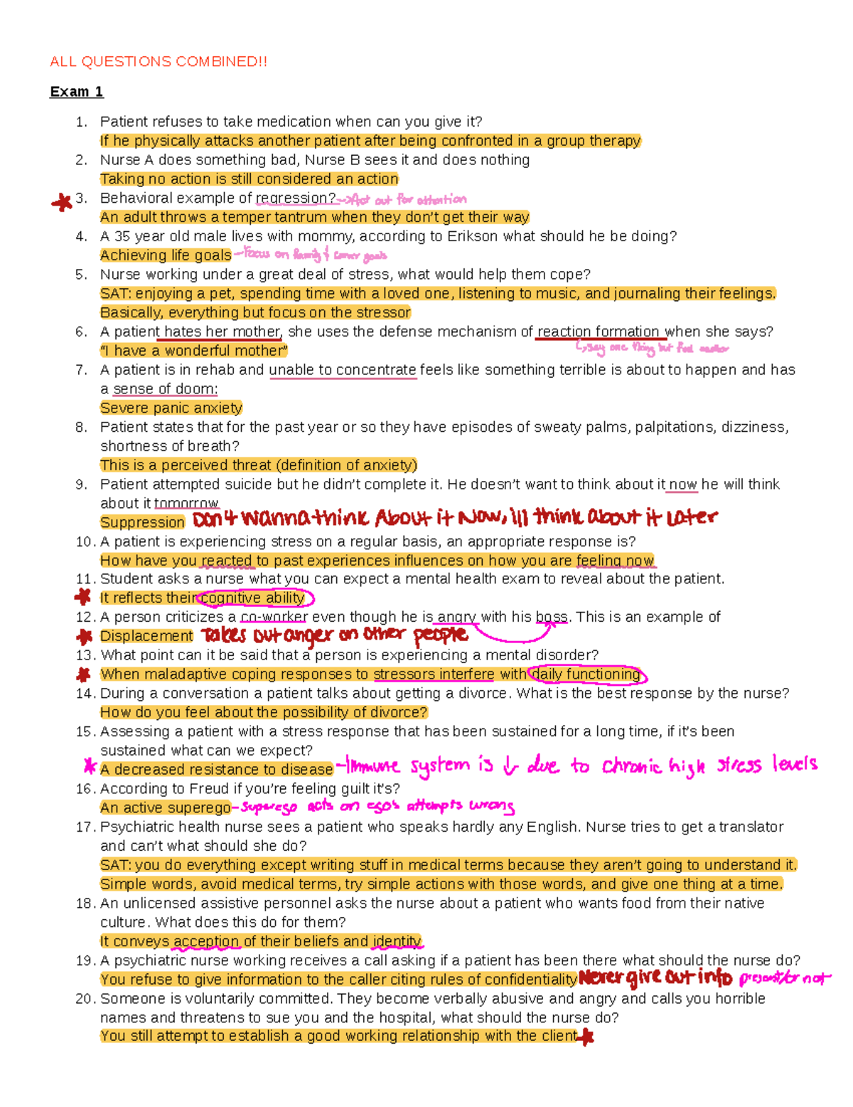 ALL Qs Combined - Psych Exam 1 Study Guide - Studocu