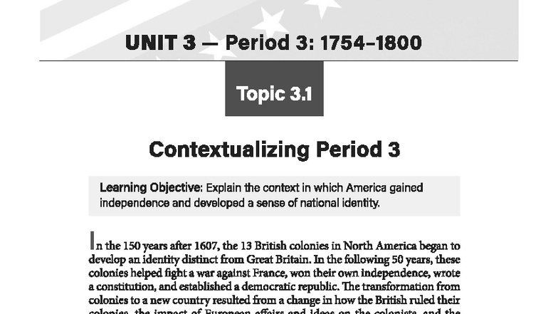 Amsco Period 3: Contextualizing American Independence and Identity ...