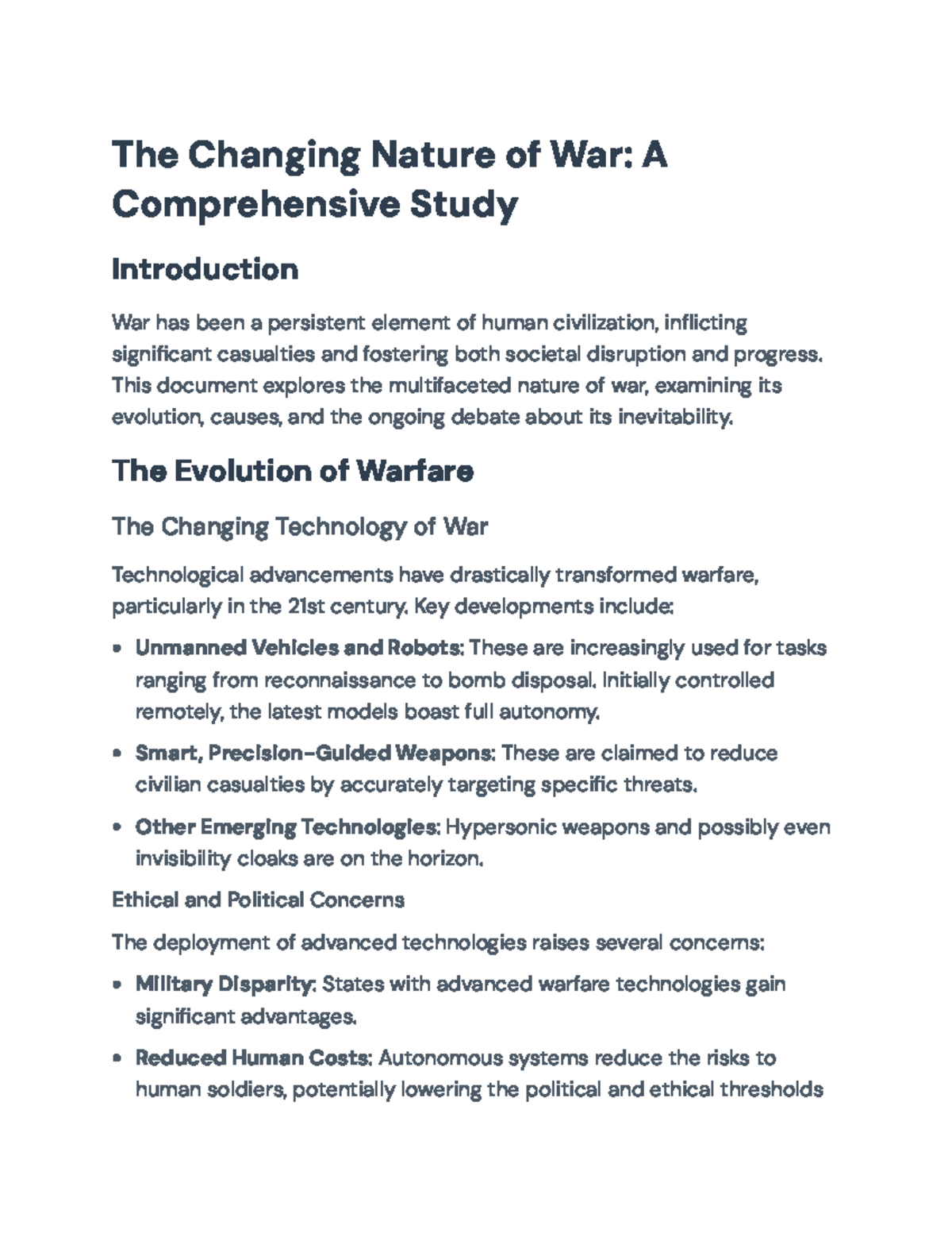 The Changing Nature of War: In-Depth Analysis &amp; Theories (Course Code ...
