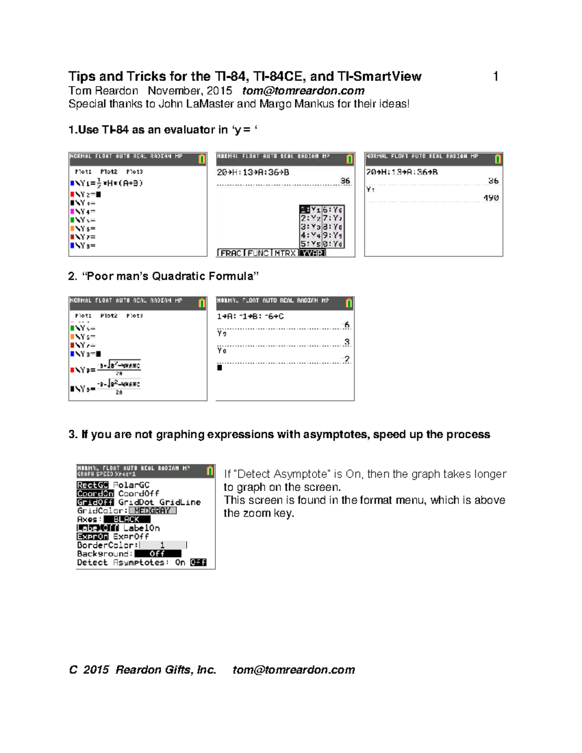 Tips and Tricks for TI-84 Graphing Calculator - Tom Reardon Nov 2015 ...