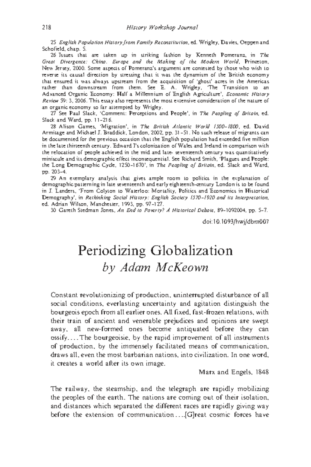 218 History Workshop Journal: Periodizing Globalization by Adam McKeown ...