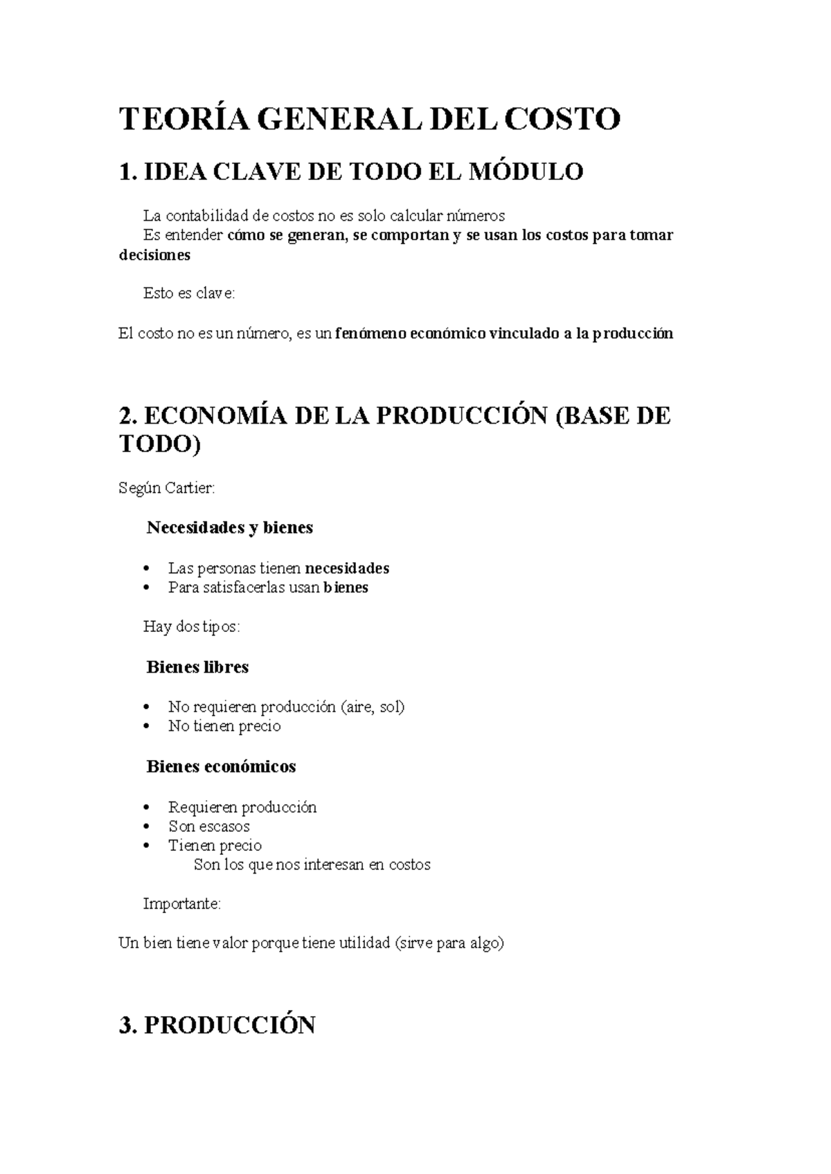 Resumen de Teoría General del Costo - Módulo 1 (TEO 101) - Studocu