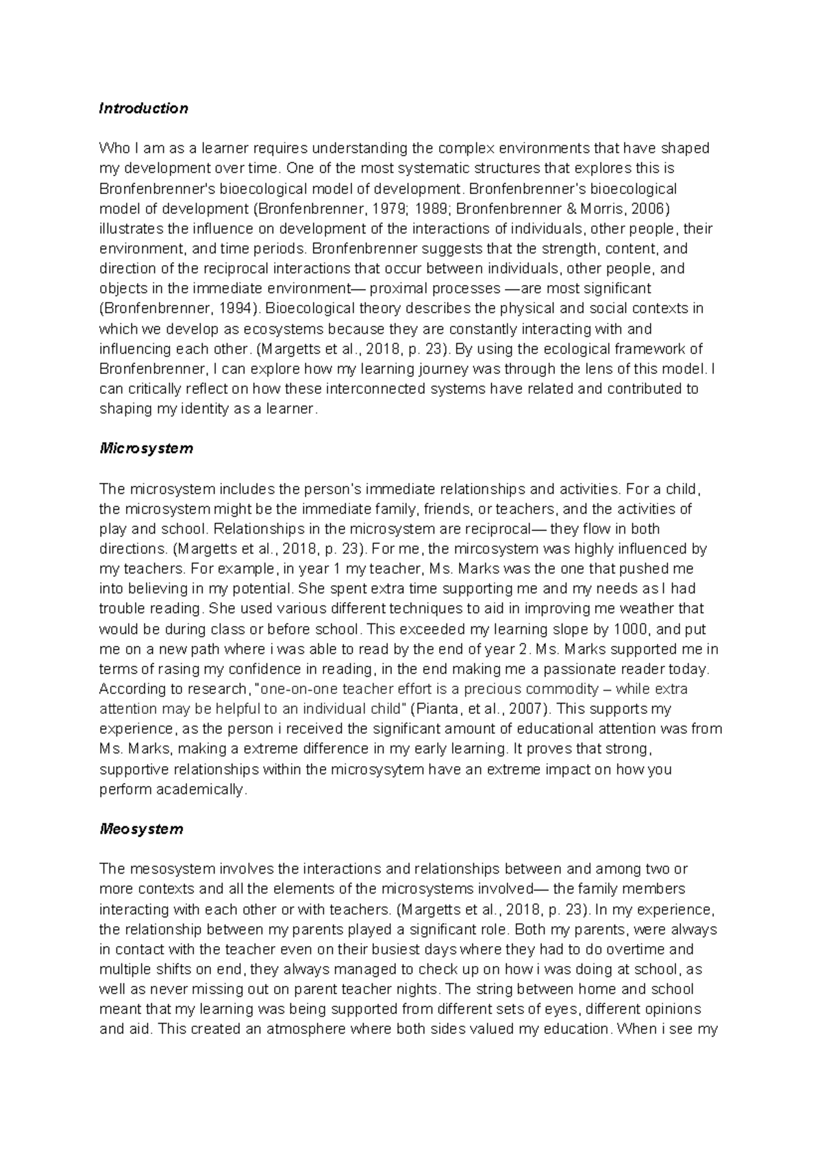 AT1 Final Essay: My Learning Journey Through Bronfenbrenner's Model ...