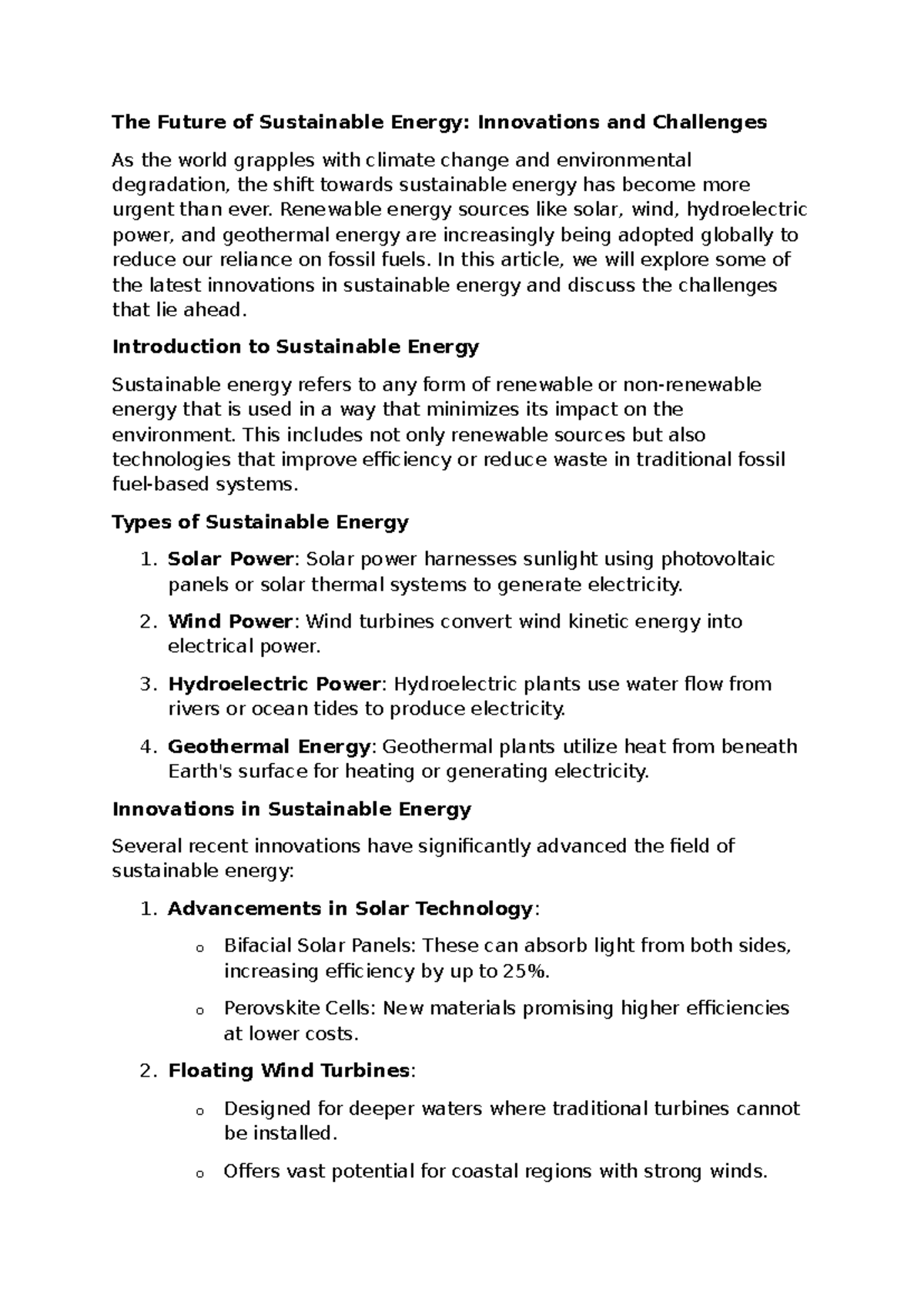 The Future of Sustainable Energy - Renewable energy sources like solar ...