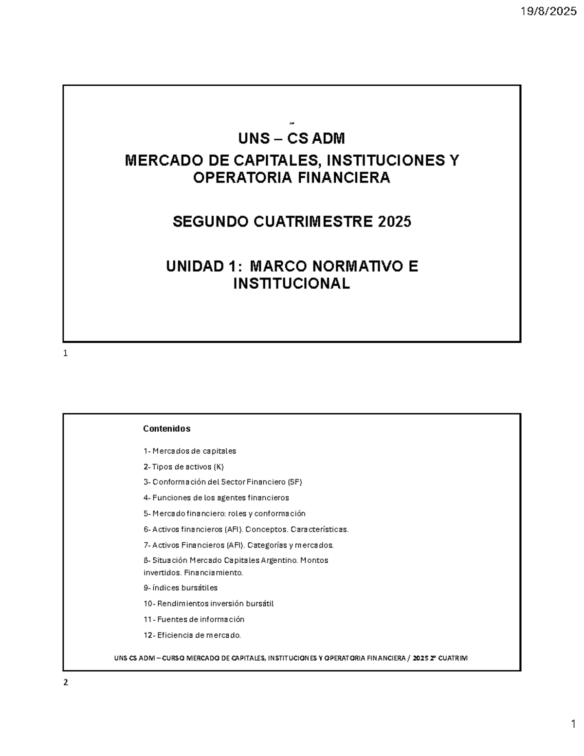 UNS CS ADM MERCADO DE CAPITALES: MARCO NORMATIVO E INSTITUCIONAL 2025 ...