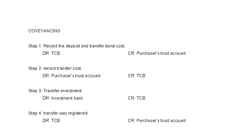 COV 101: Conveyancing Accounting Notes and Transaction Steps - Studocu