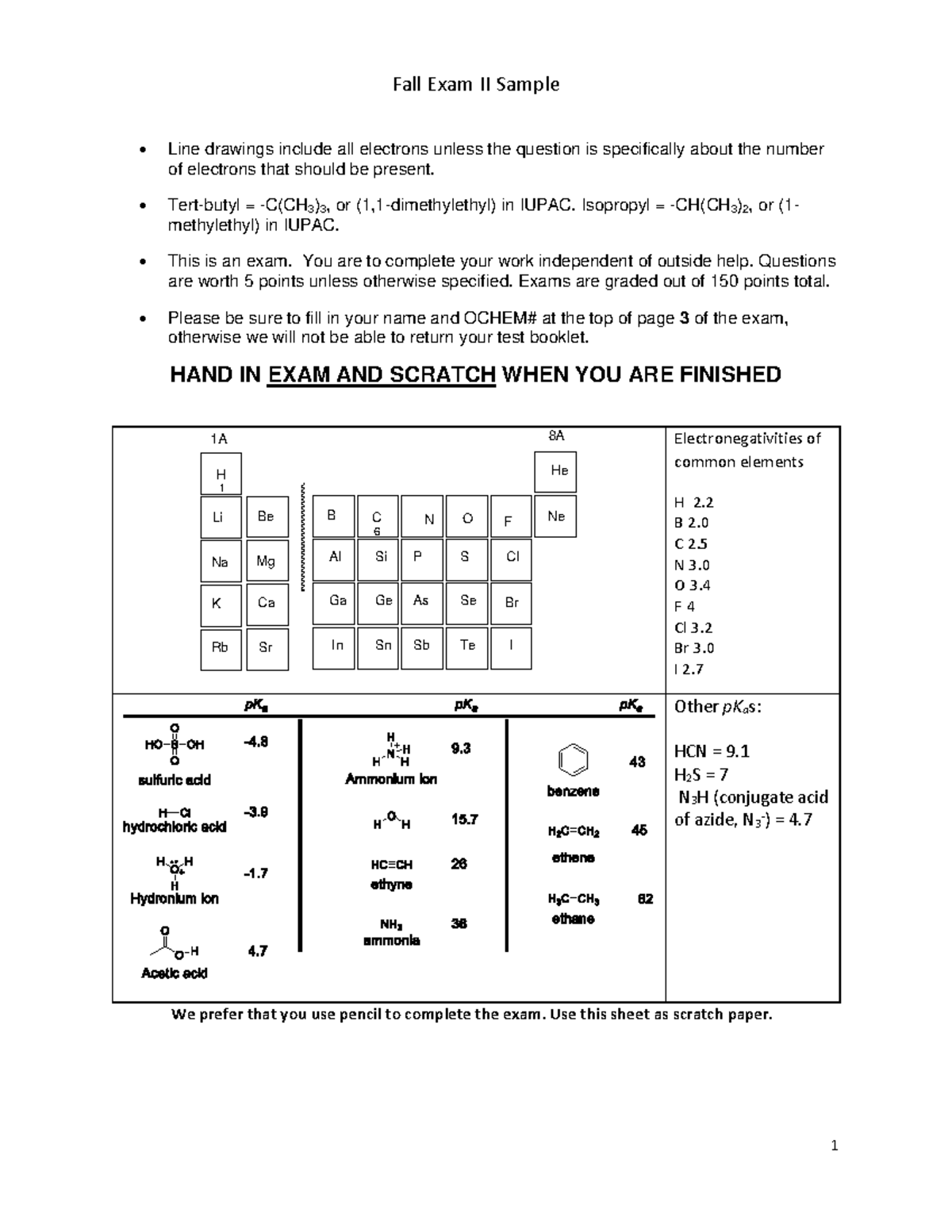 Chemistry 101: Fall Exam II Sample Questions and Answers - Studocu
