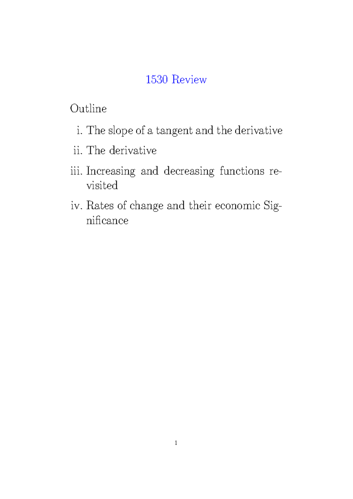 MATH 1530 Lecture Preview: Derivatives & Economic Significance - Studocu
