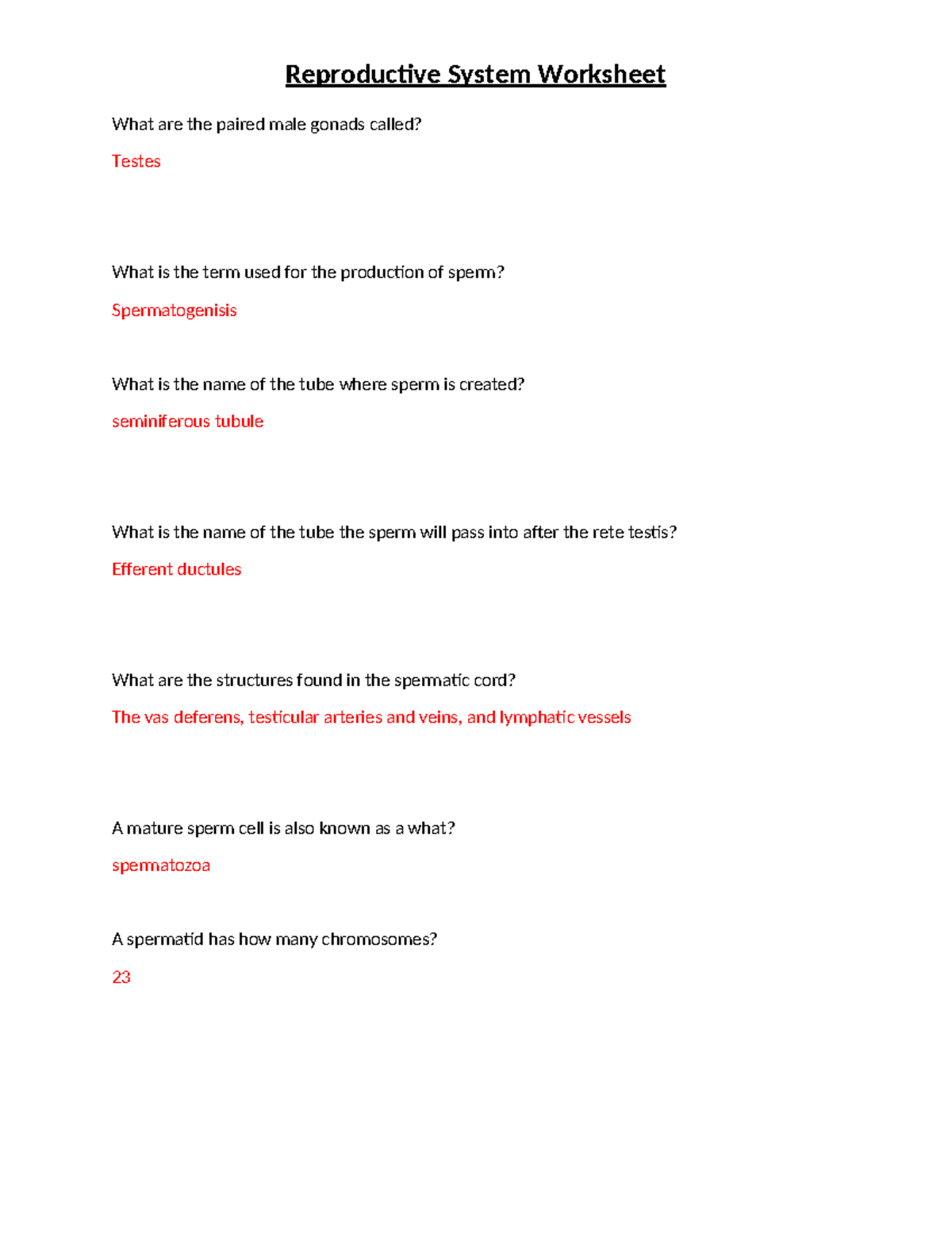 BIOS 256 Week 6 Assignment - Male and Female Reproductive Systems ...