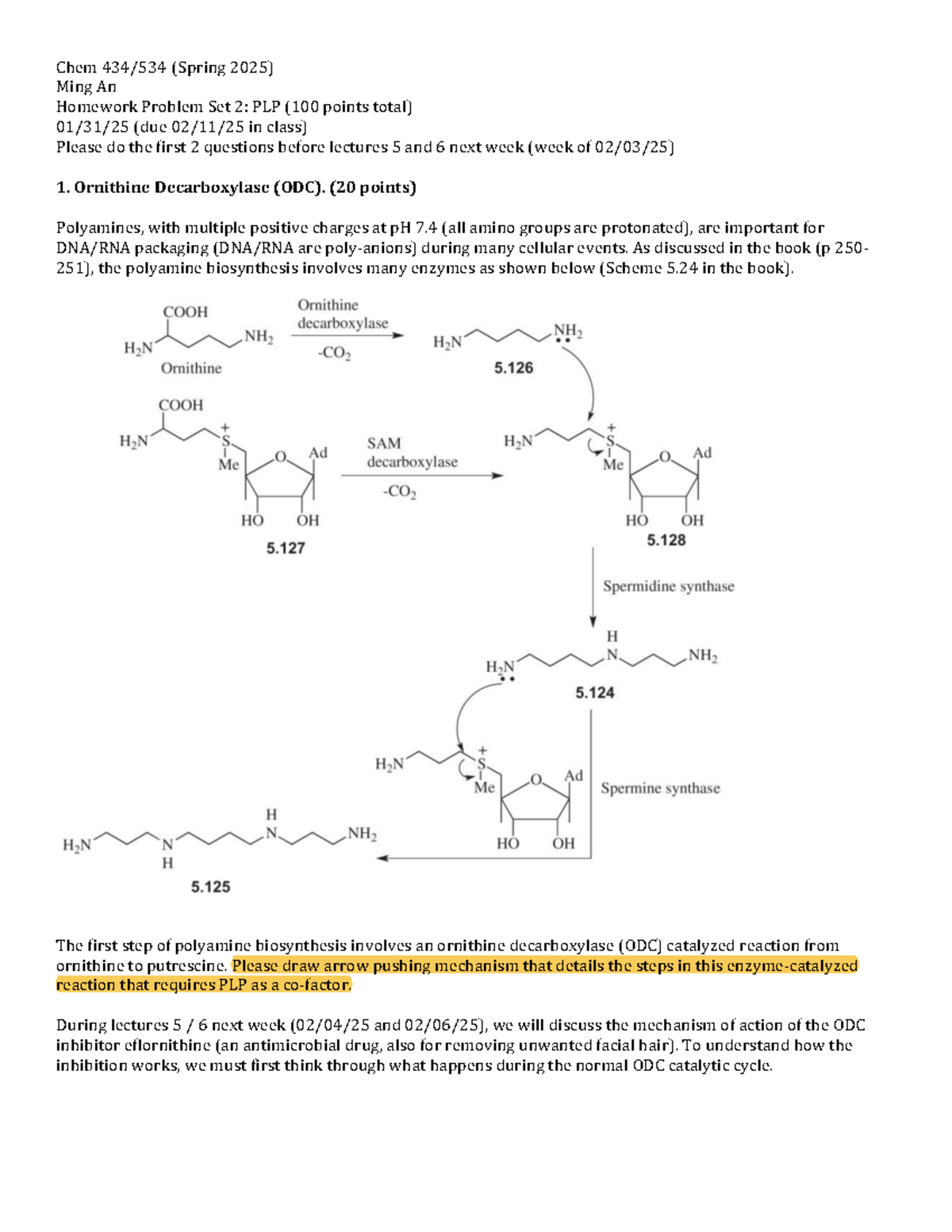 Chem (Spring 2025) Homework Problem Set 2: PLP Mechanisms - Studocu
