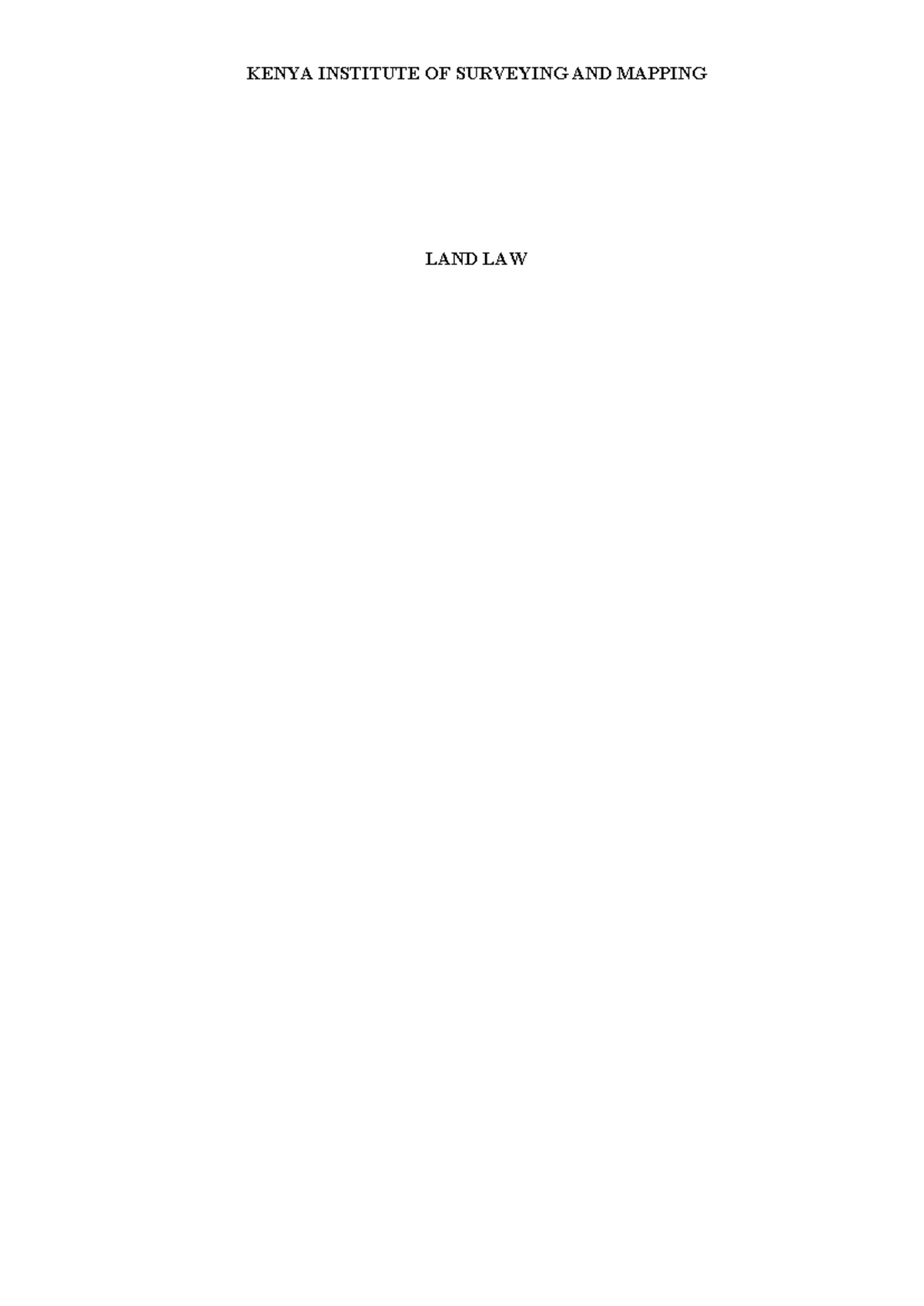 Land Law Lecture Notes (LWS 101): Key Concepts and Principles - Studocu