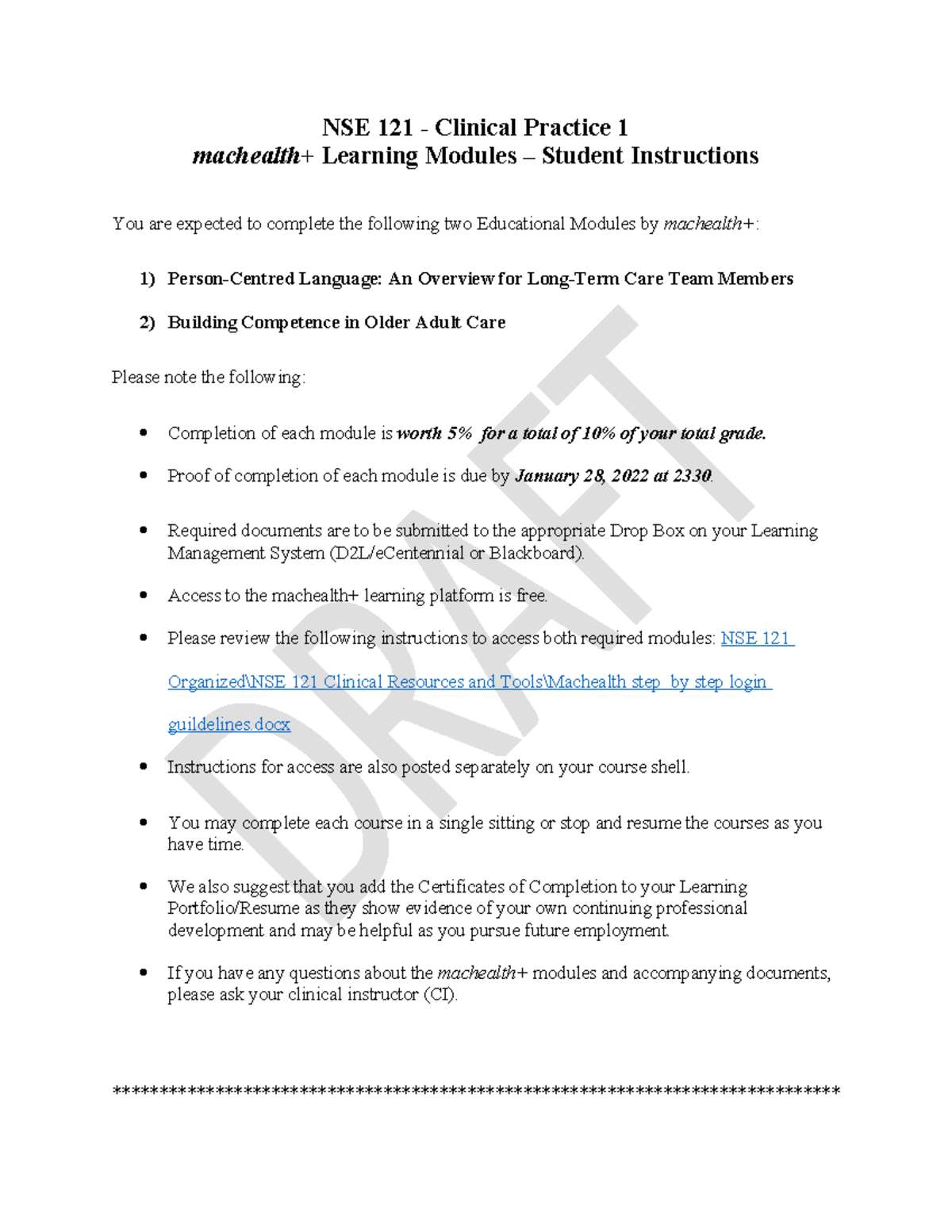 NSE 121 Clinical Practice 1: Machealth+ Module Instructions - Studocu