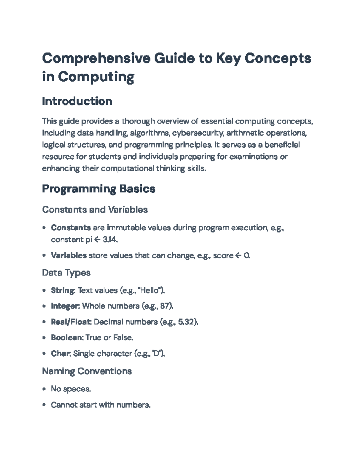 Comprehensive Guide to Key Computing Concepts and Security Measures ...