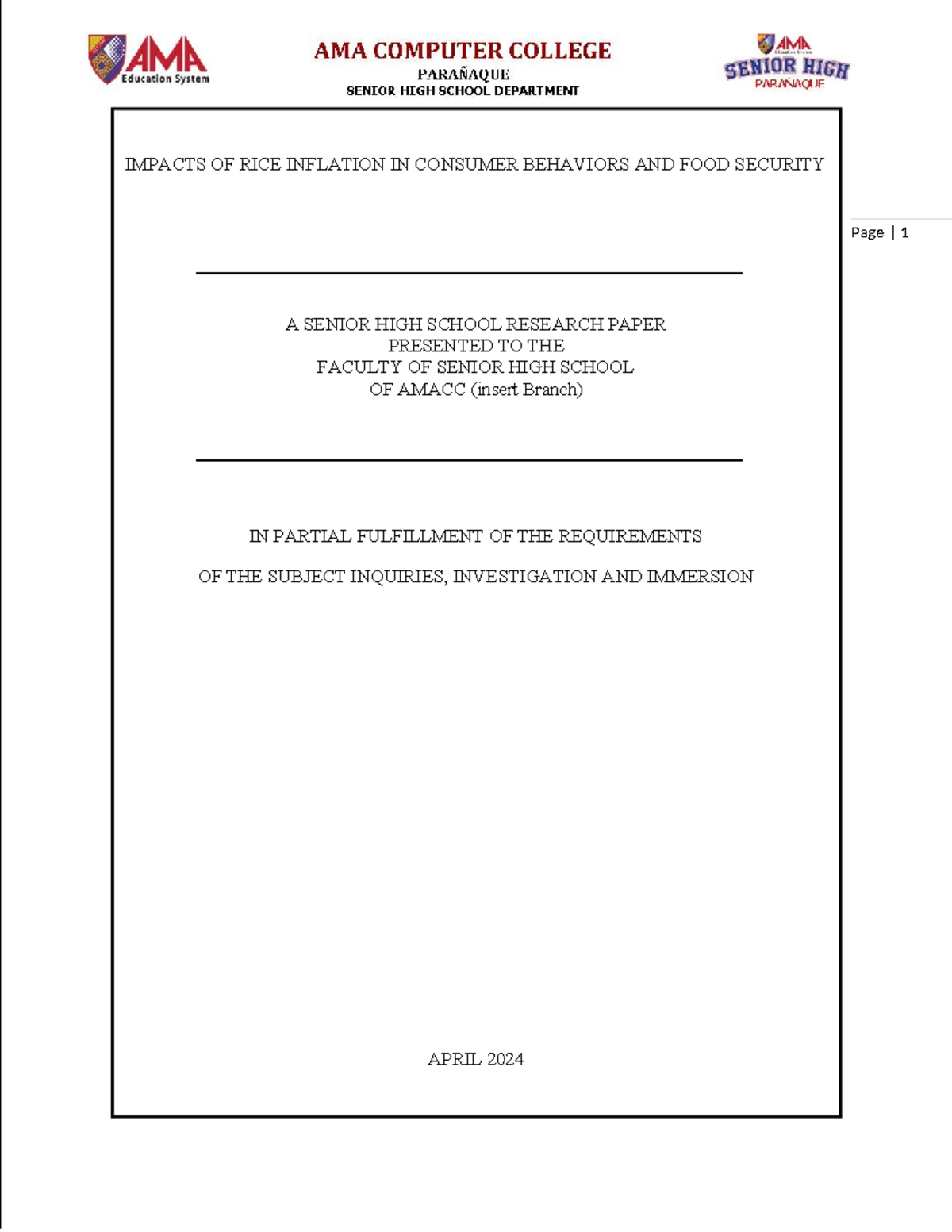 Impacts of Rice Inflation on Consumer Behavior & Food Security: A Case ...