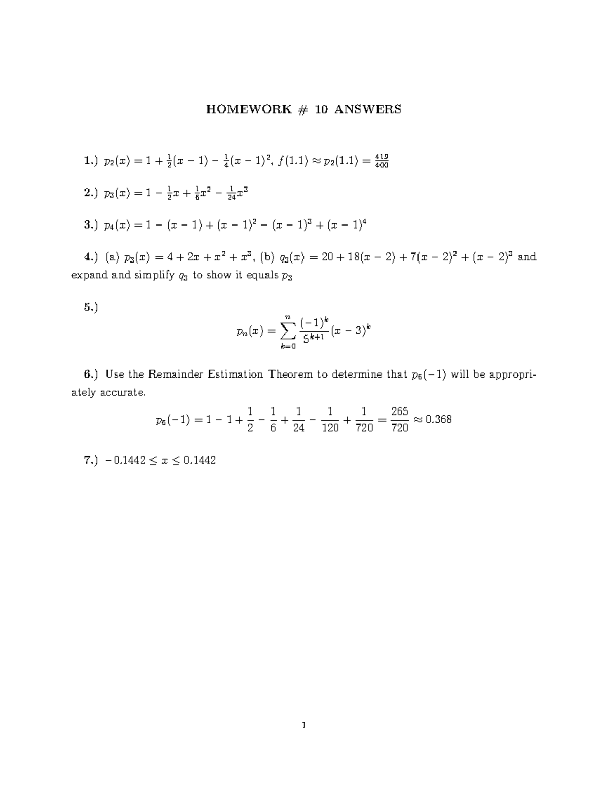 Math123 - Homework #10 Solutions and Answers - Studocu
