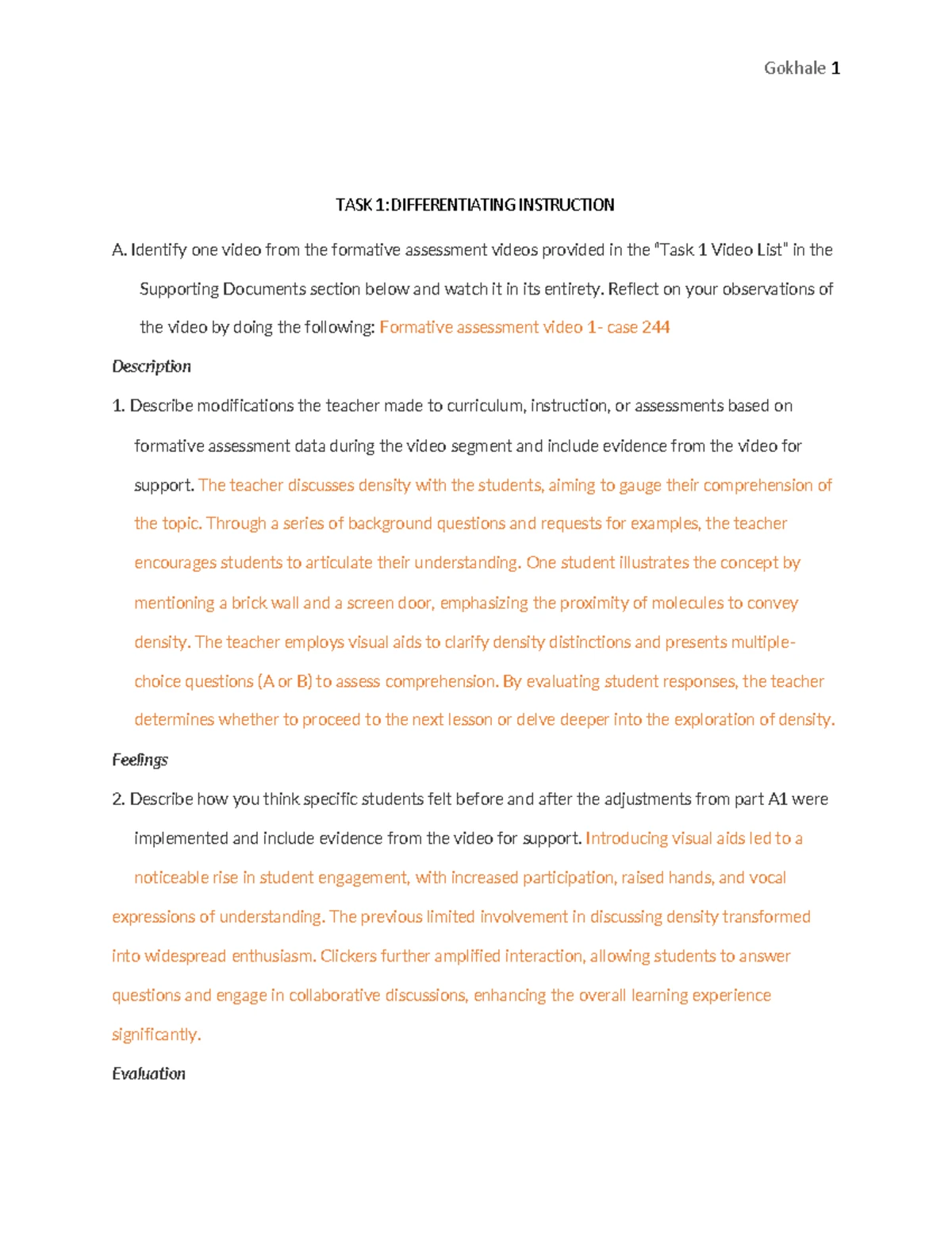 D092 Task 2: Analysis of Teaching Observations with Technology - Studocu