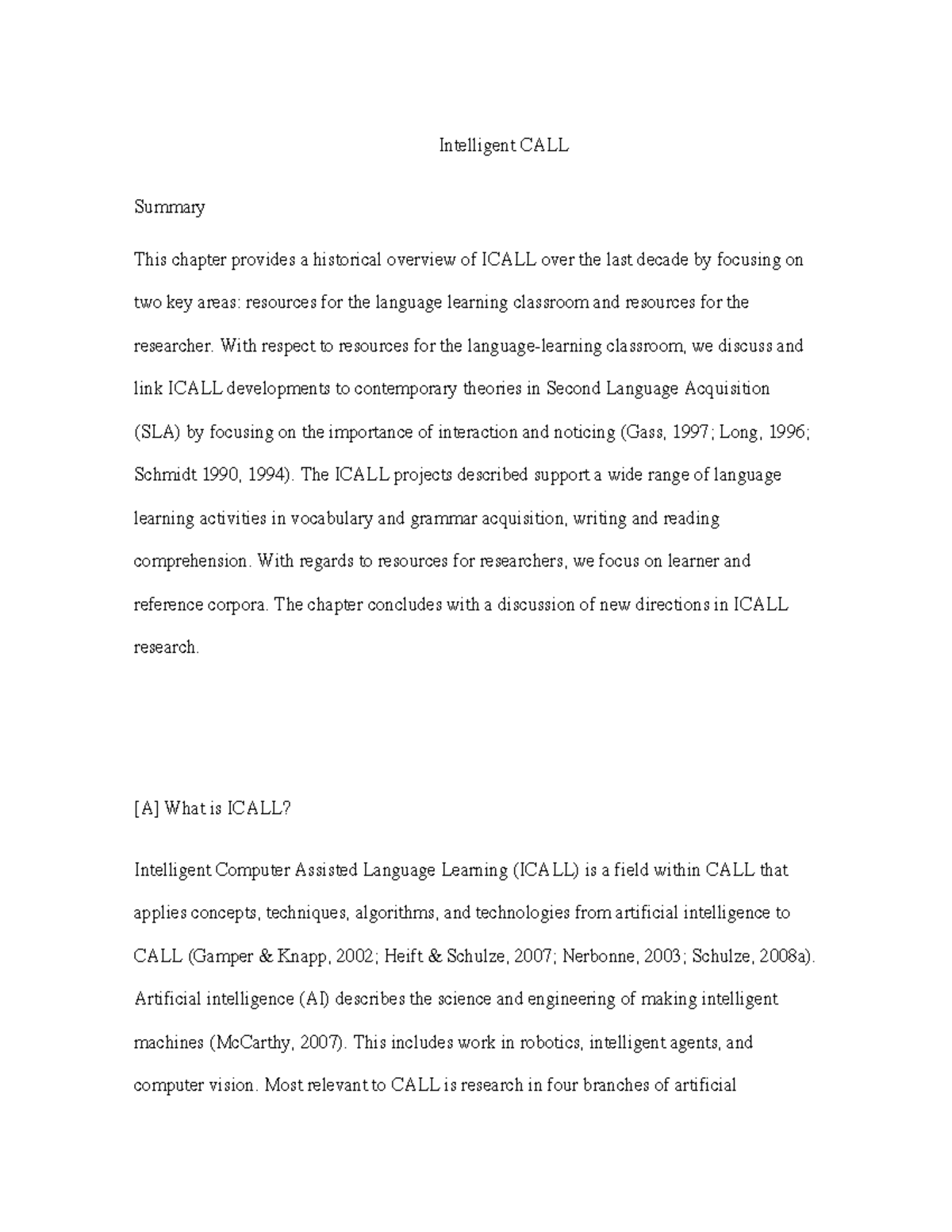 ICALLB: Intelligent CALL Overview and Resources for Language Learning ...