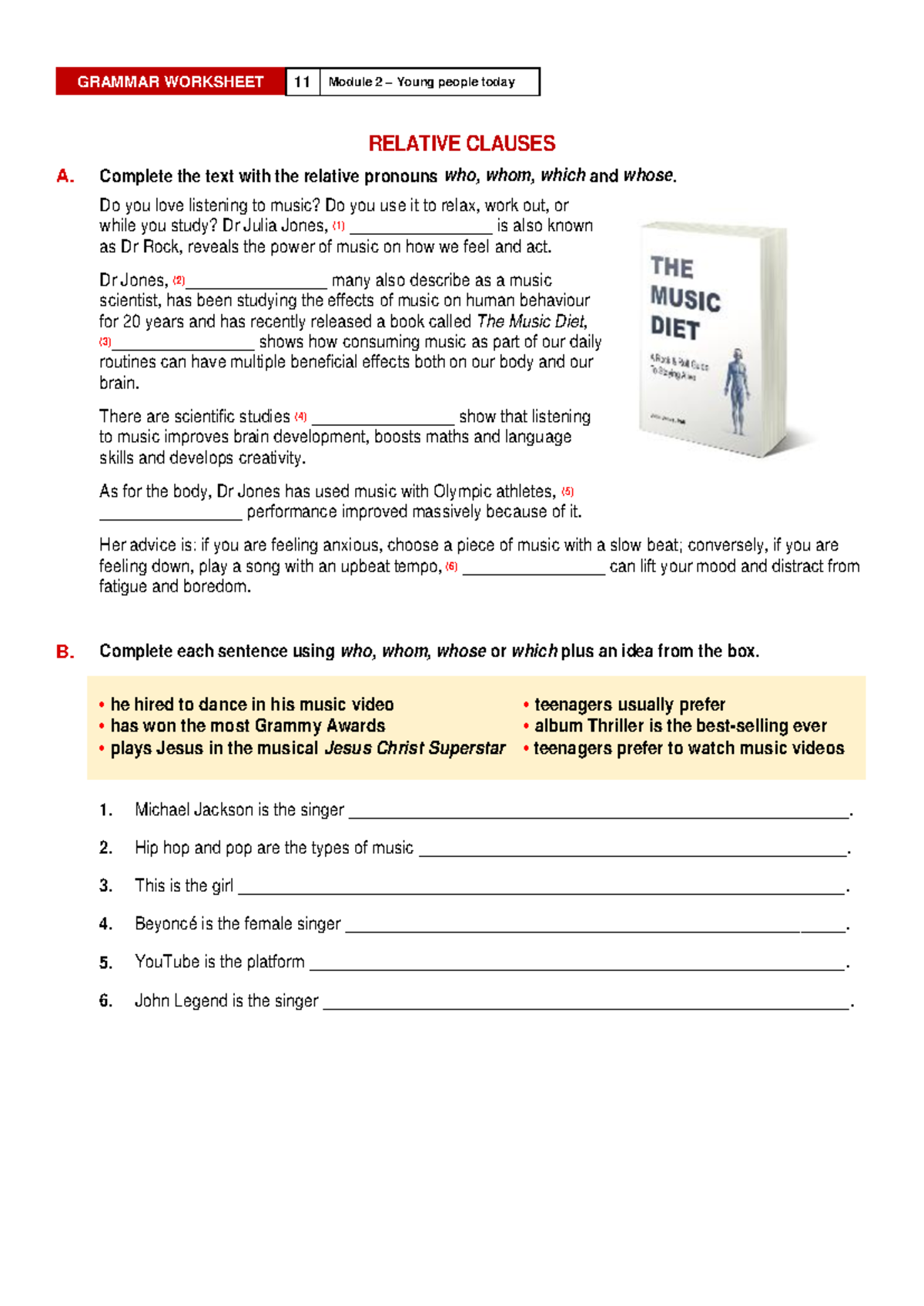 GRAMMAR WORKSHEET 11: Relative Clauses - Module 2 - Studocu
