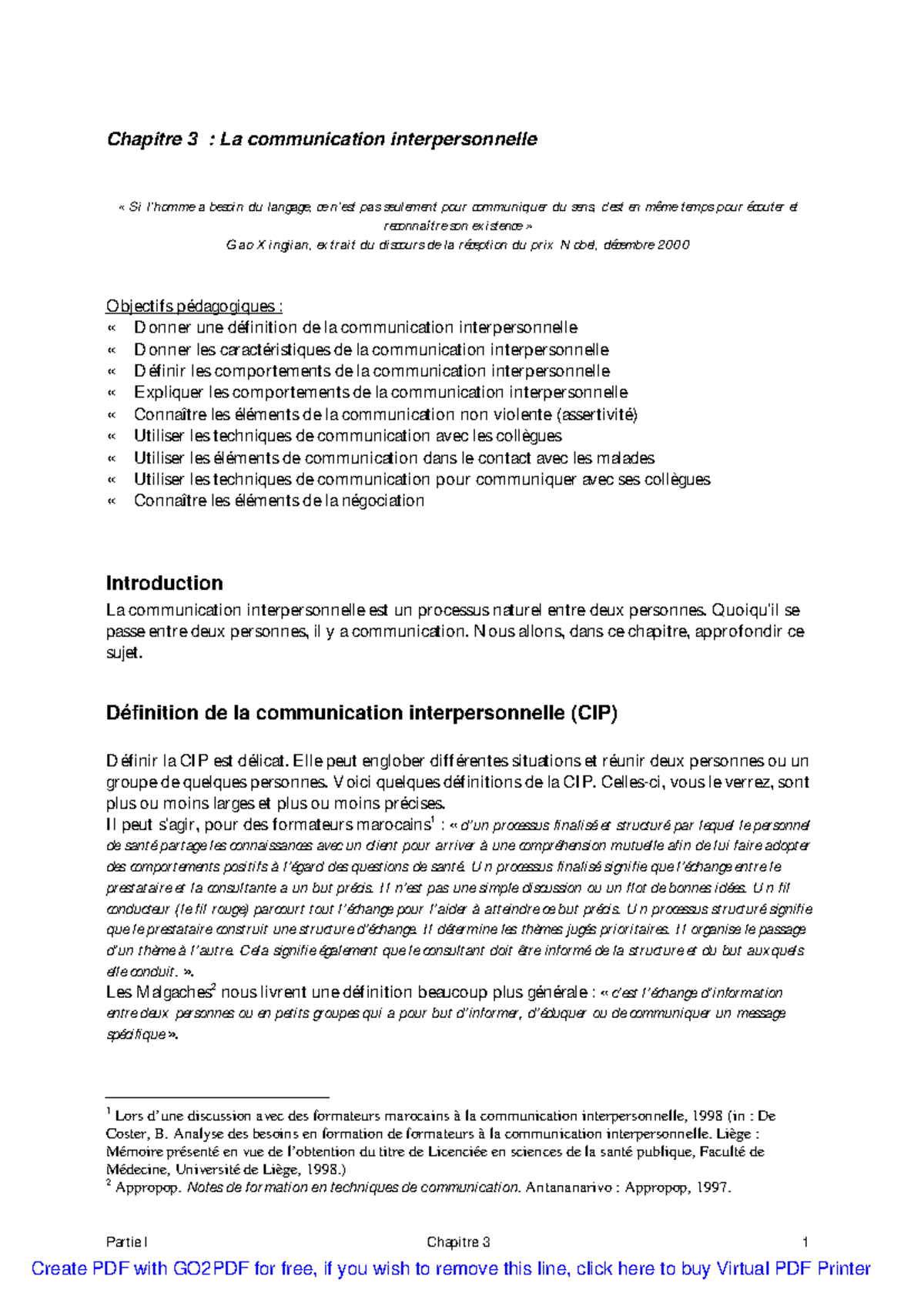 CIP 101 - Chapitre 3 : La Communication Interpersonnelle Détaillée ...