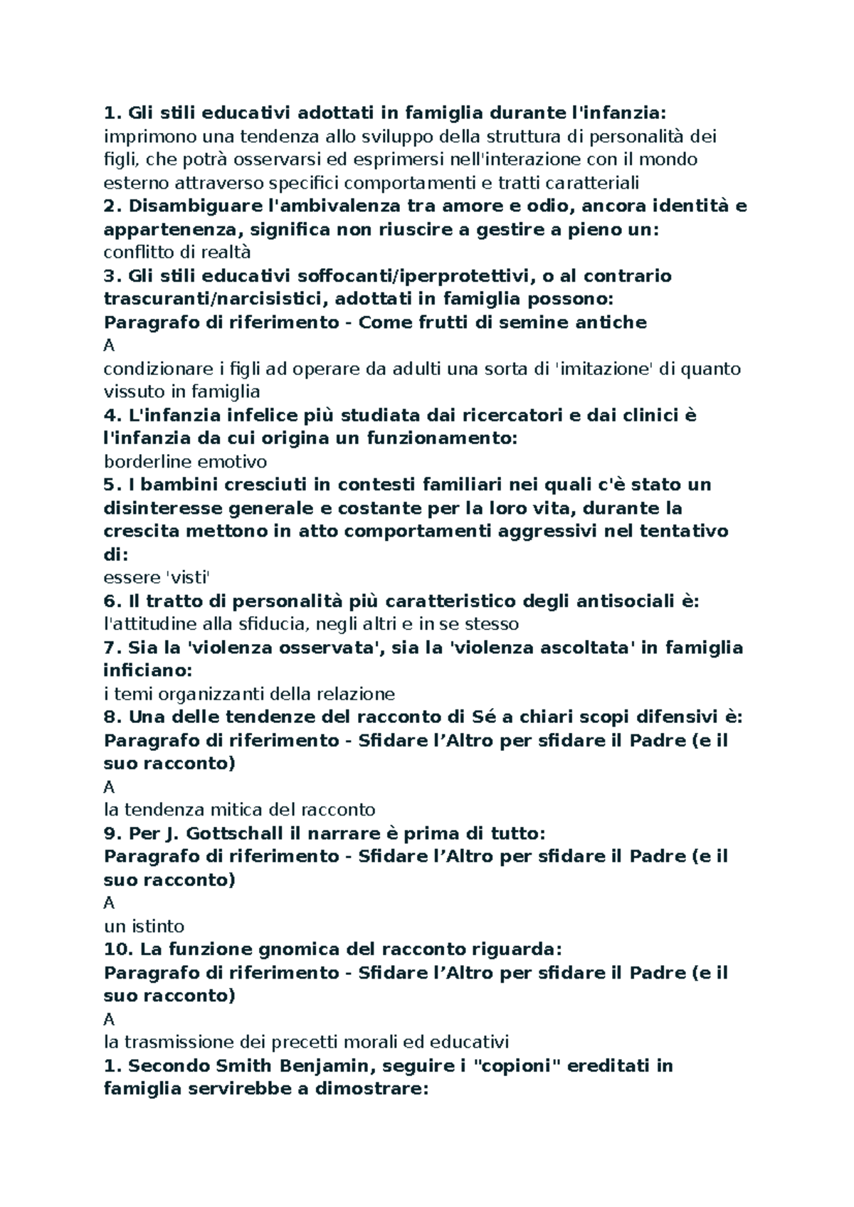 Domande e risposte test Finale Lezione (PSY101) - Studocu