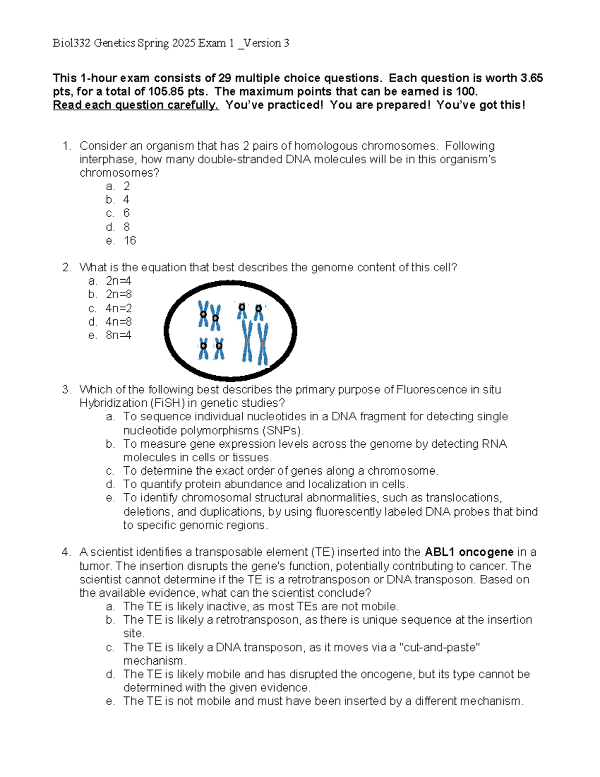 Biol332 Genetics Spring 2025 Exam 1 - Comprehensive Review Questions ...