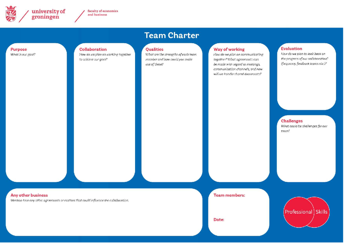 Team Charter Template: Collaboration & Evaluation Guide - Studeersnel