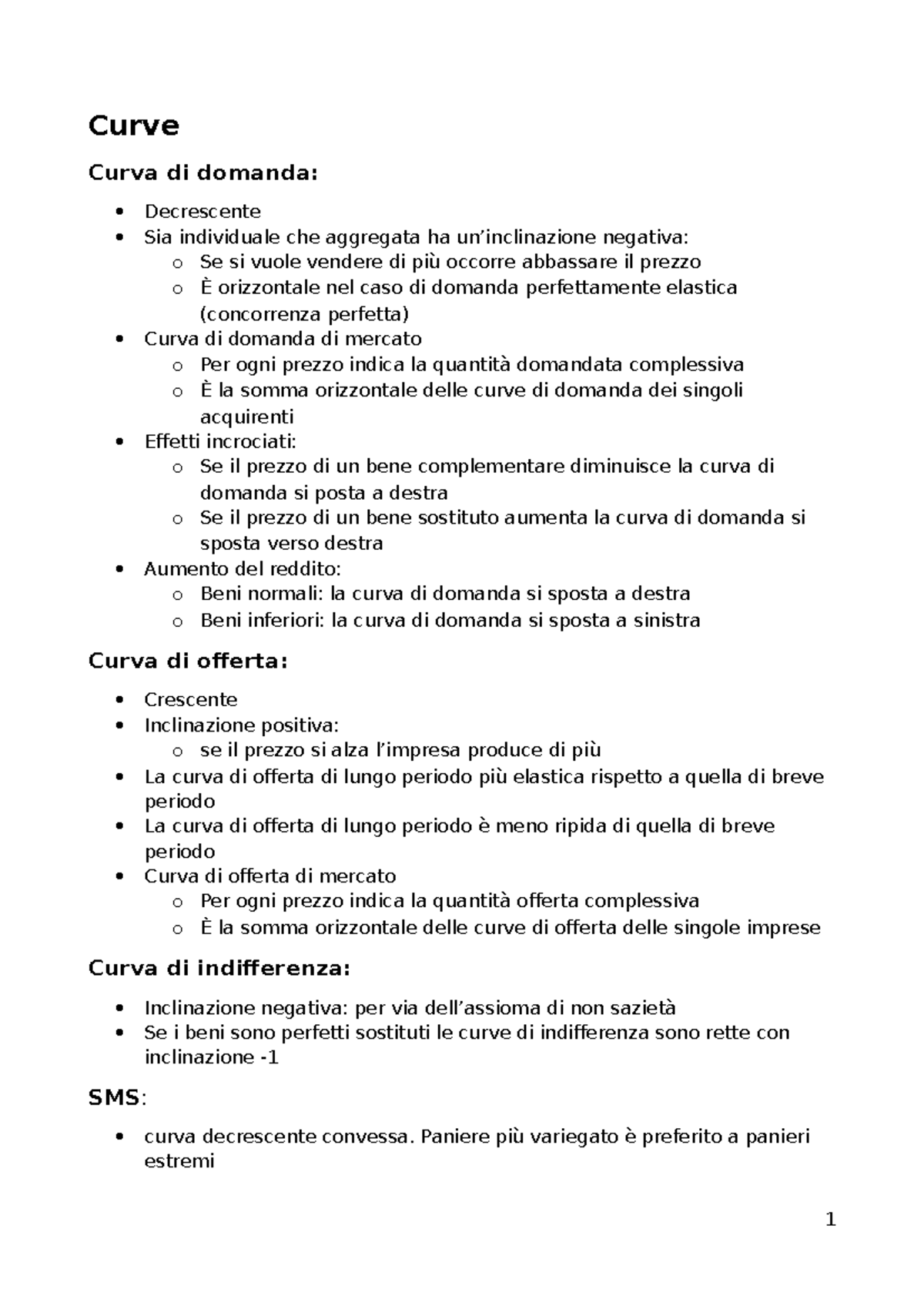 Curve di Domanda e Offerta in Economia Politica - Lezioni e Note - Studocu