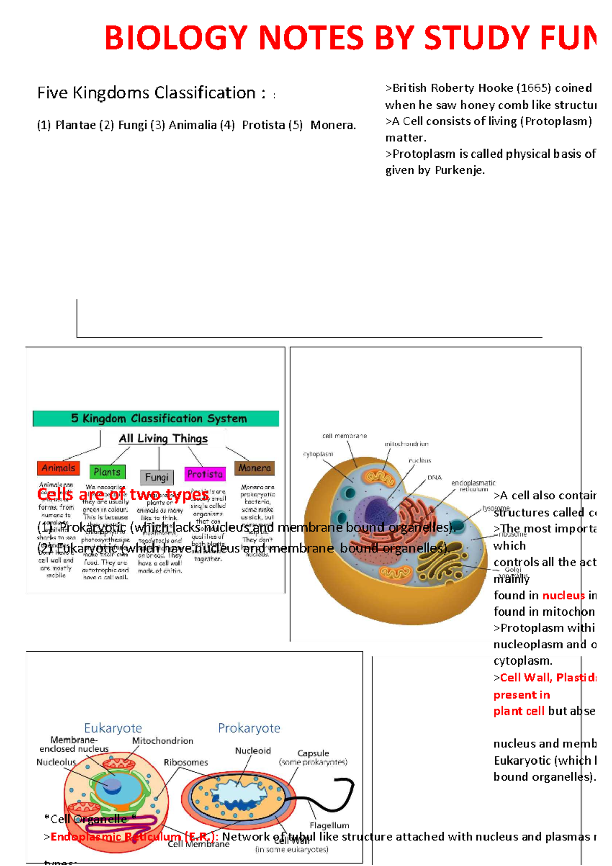 Biology Notes for NDA/CDS Exams - Comprehensive Study Guide - Studocu
