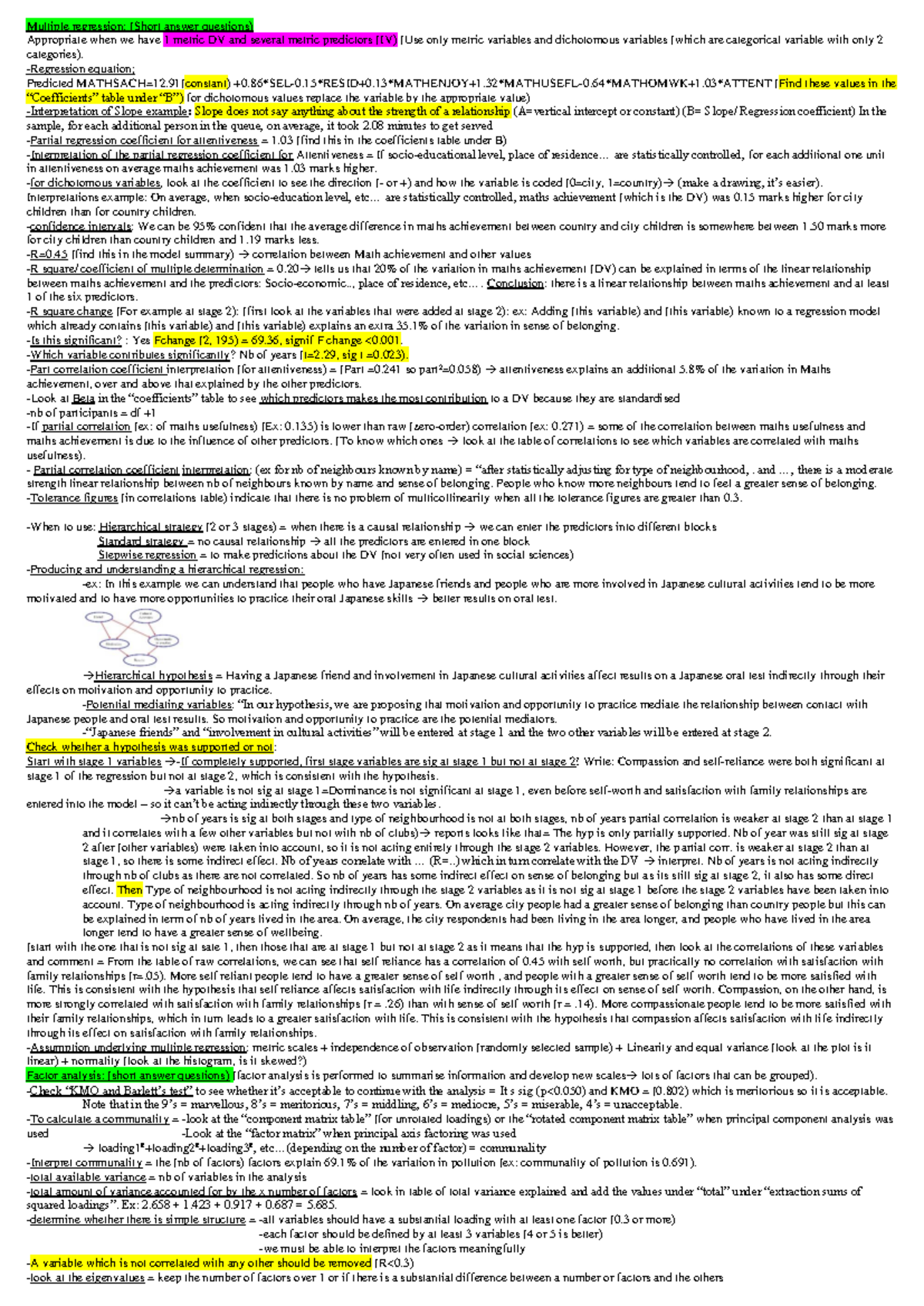 MATH450 Final Exam: Multivariate Statistics Cheat Sheet - Studocu