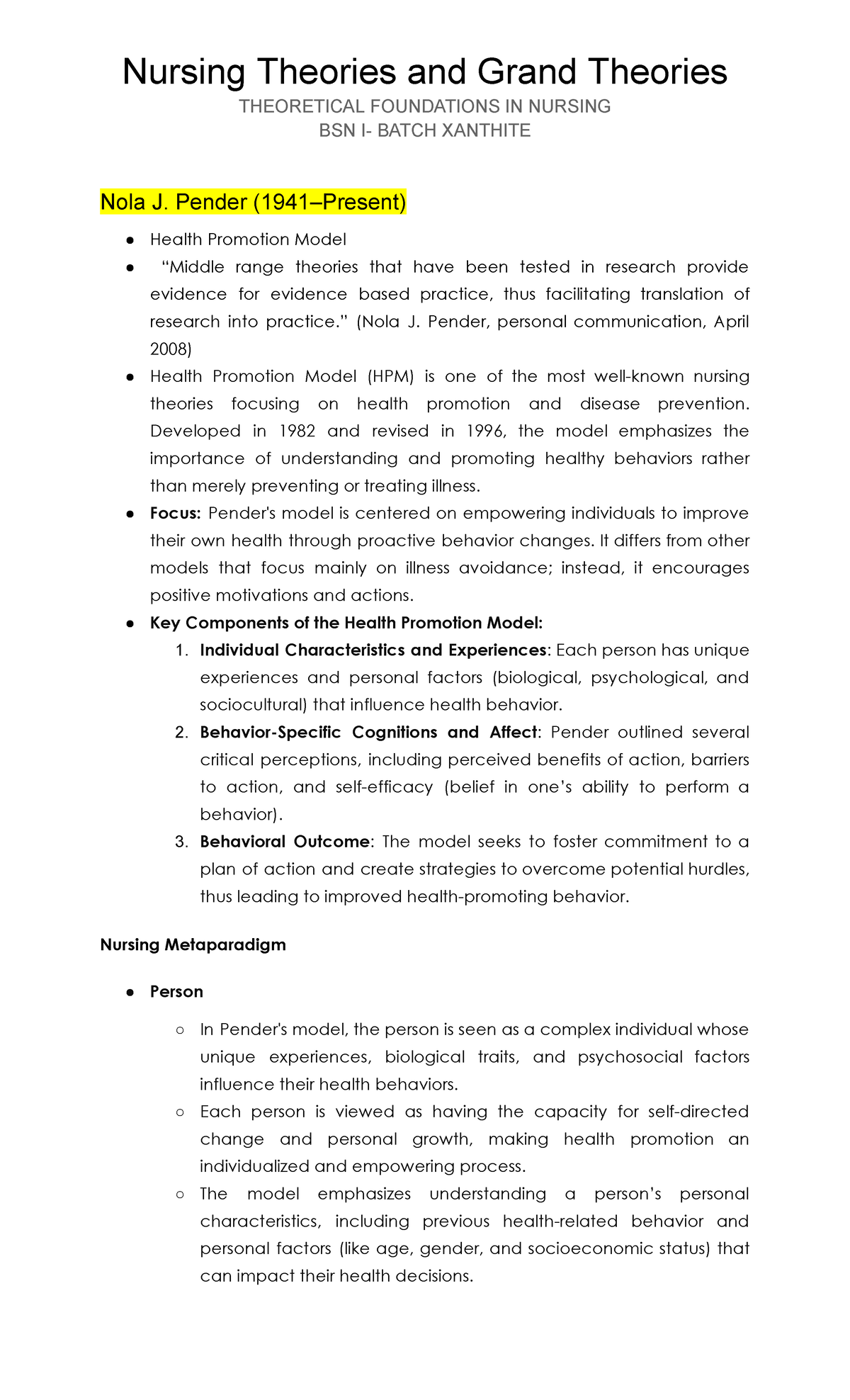 Nursing Theories and Grand Theories - THEORETICAL FOUNDATIONS IN ...