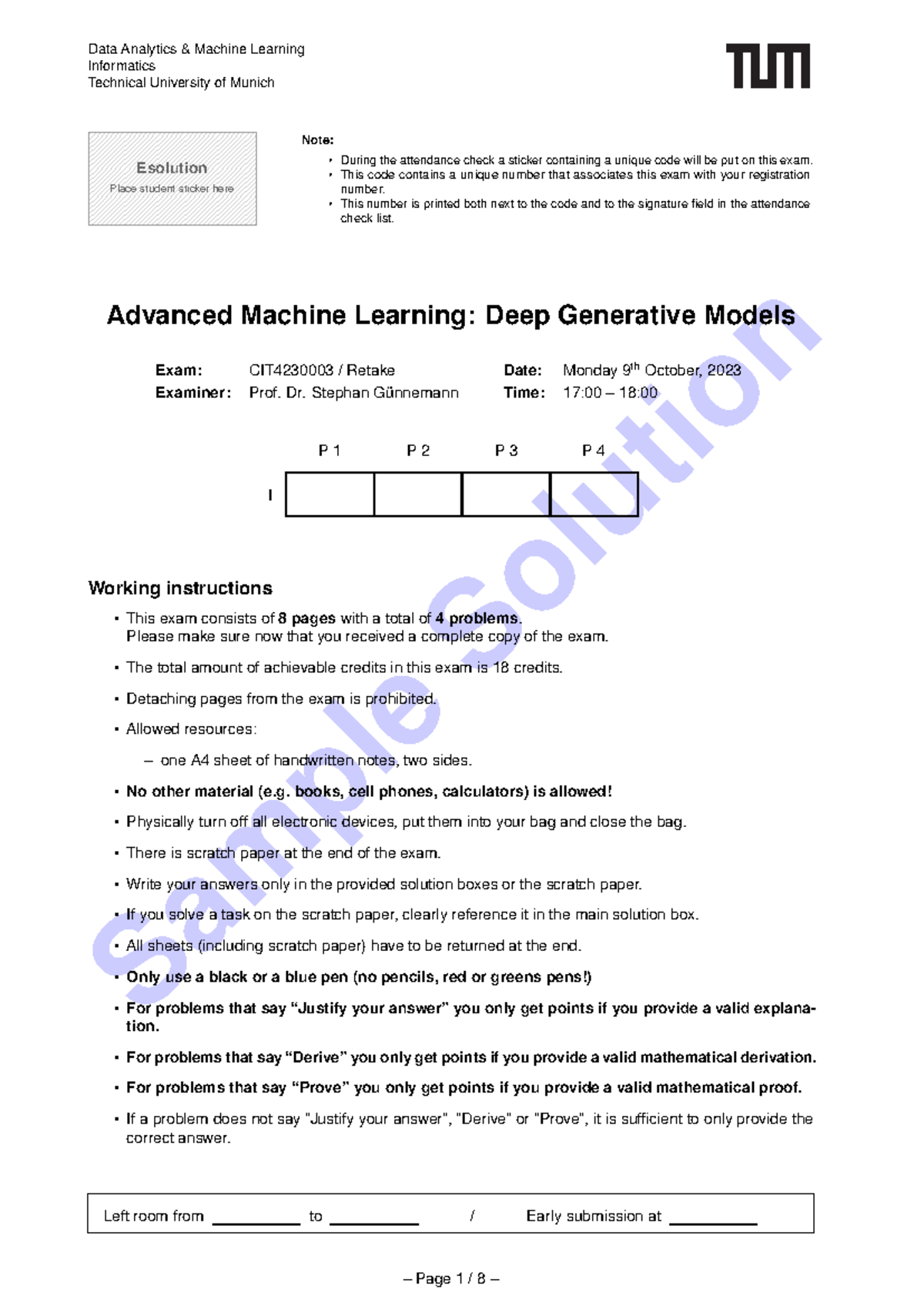 Retake 2023 solution - Sample Solution Data Analytics & Machine ...
