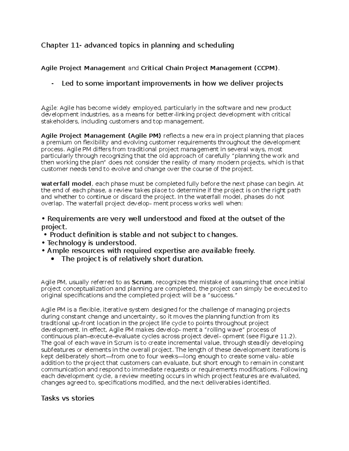 Chapter 11 - Advanced Topics in Agile Project Management (TECH 5331 ...