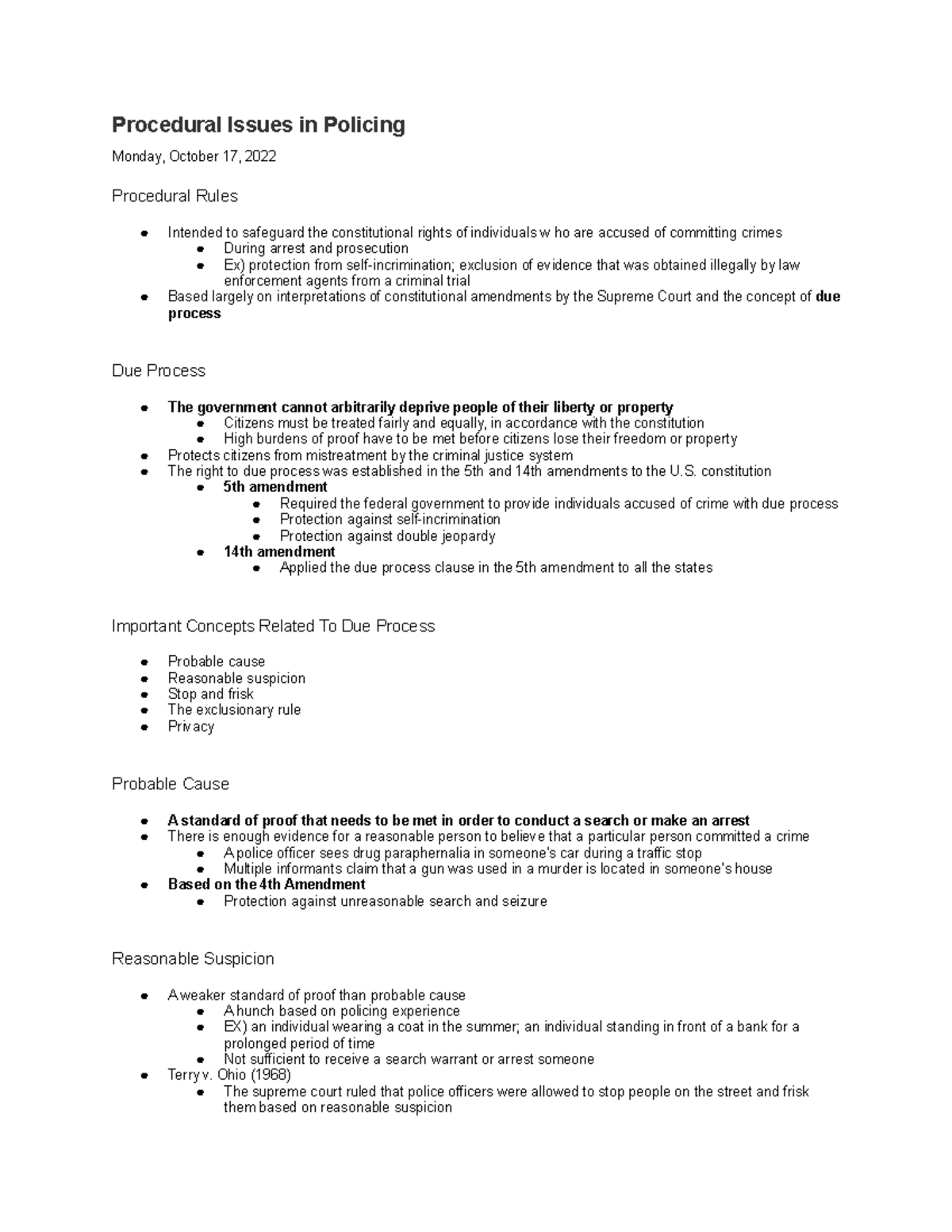 Procedural Issues in Policing - Procedural Issues in Policing Monday ...
