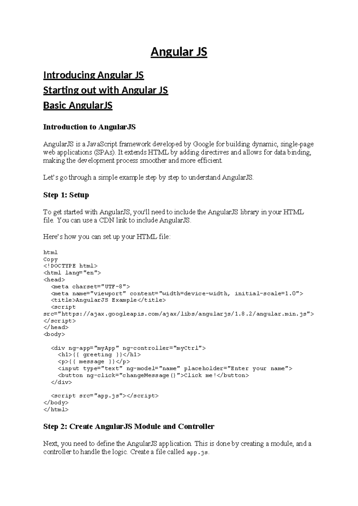 R20FSDAngular JS 1 - Intro to AngularJS: Setup, Modules & Controllers ...
