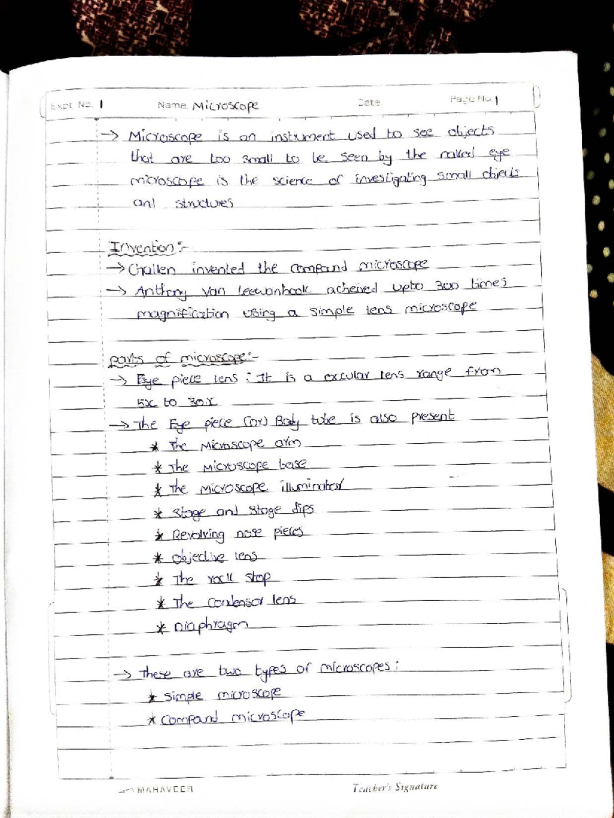 Microbiology Record: Experiments on Microscopy and Culture Techniques ...