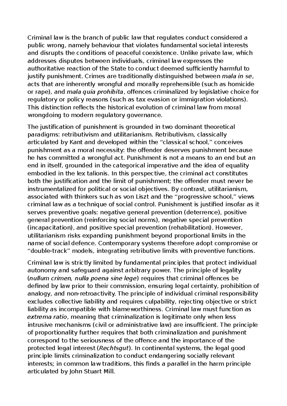 Criminal Law Notes: Key Concepts and Theoretical Frameworks - Studocu