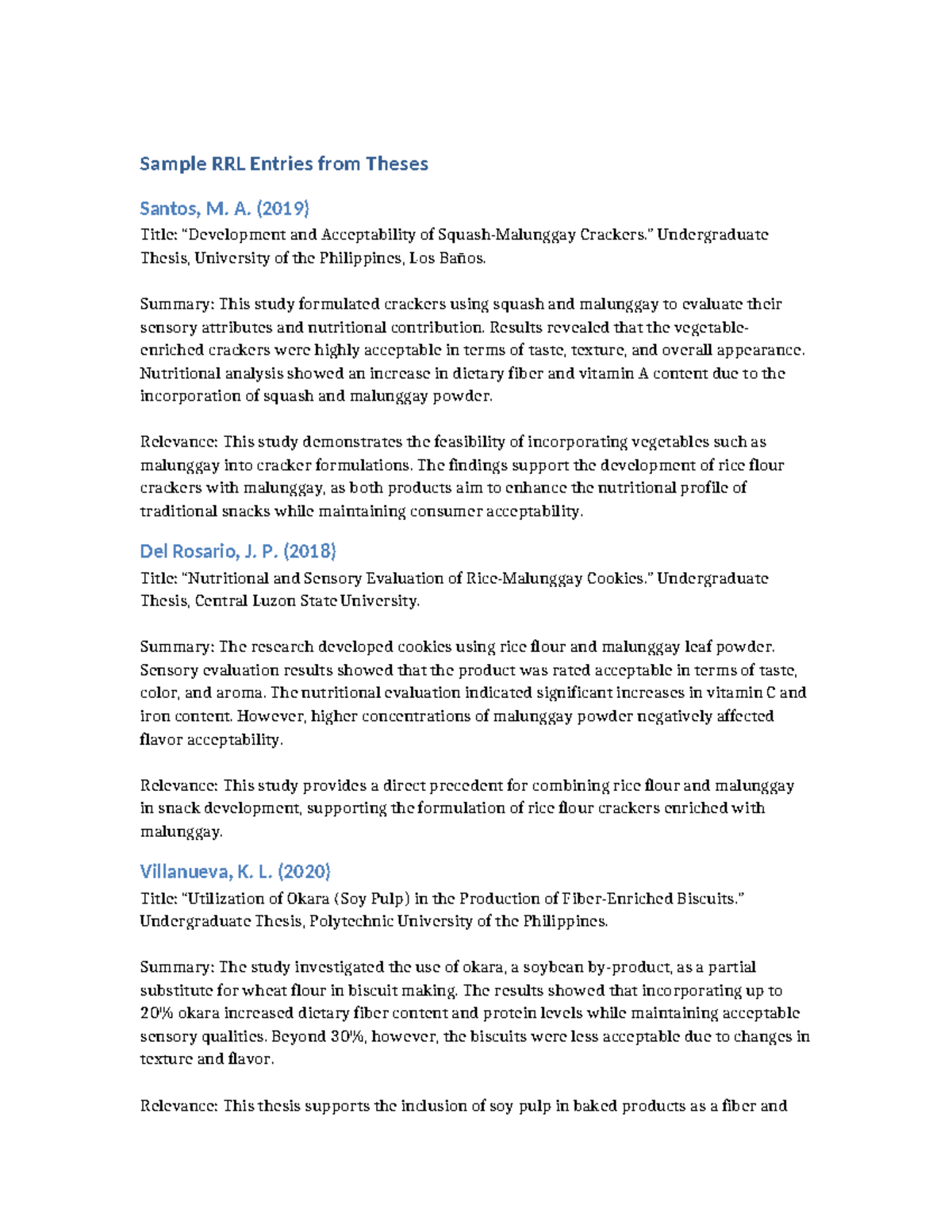 Thesis RRL Samples - Product Development on Vegetable-Enriched Snacks ...