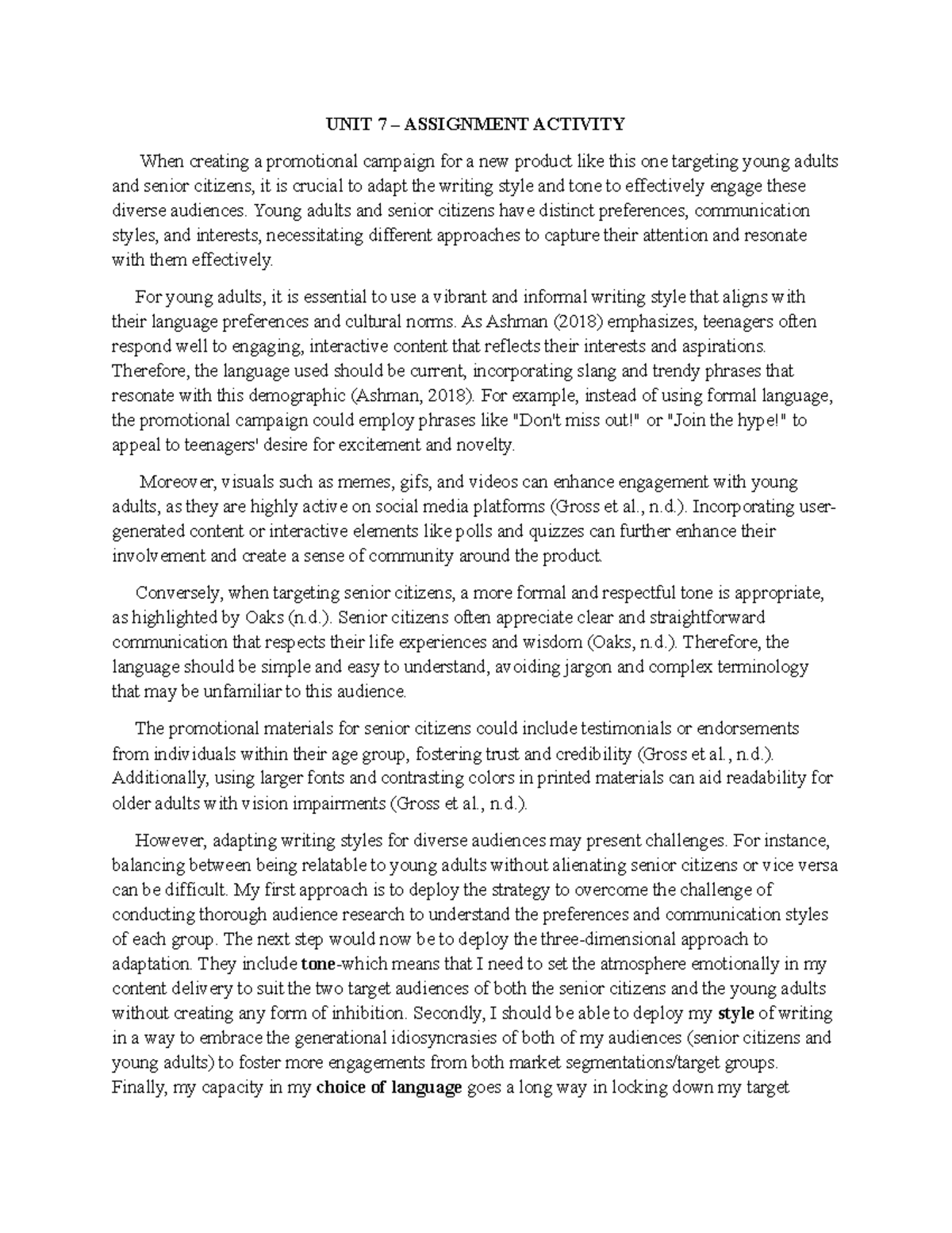 Assignment Activity UNIT 7 - English - UNIT 7 – ASSIGNMENT ACTIVITY ...