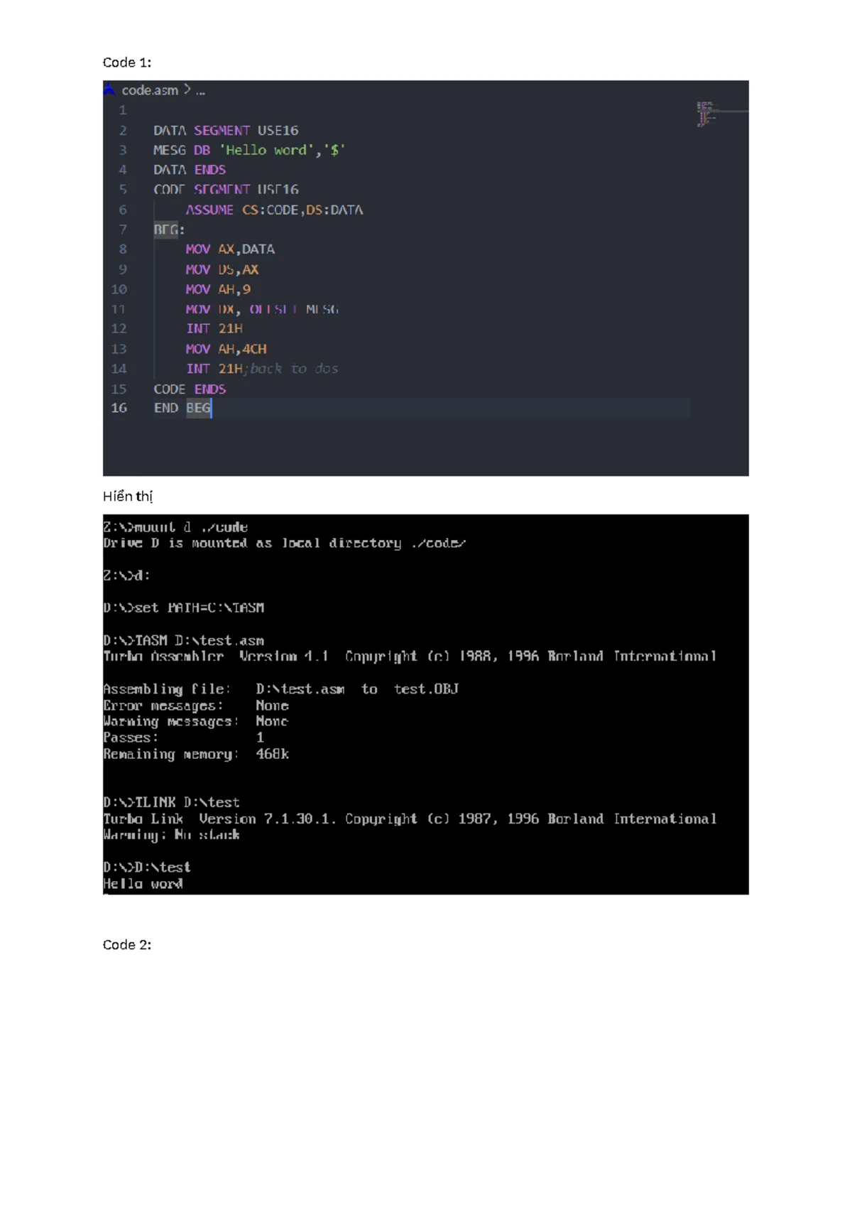 ASM - Assembly Language Code Examples - Studocu