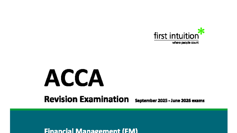 Revision exam answers - first intuition where people count ACCA ...