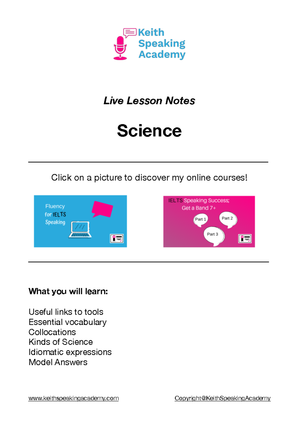 Science - Lesson Notes - Live Lesson Notes Science - Studocu