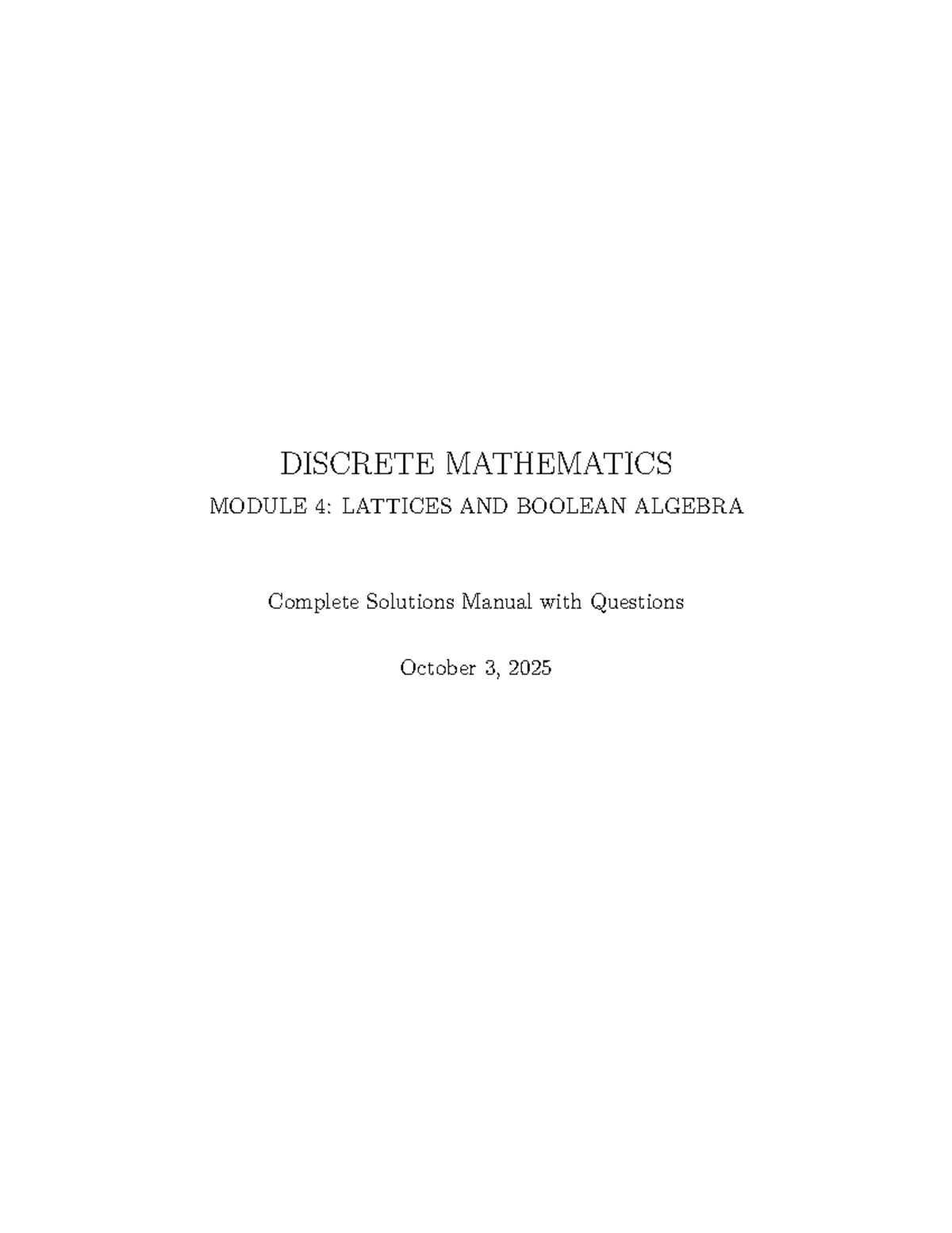 DISCRETE MATHEMATICS CSF SC: Lattices & Boolean Algebra Solutions ...