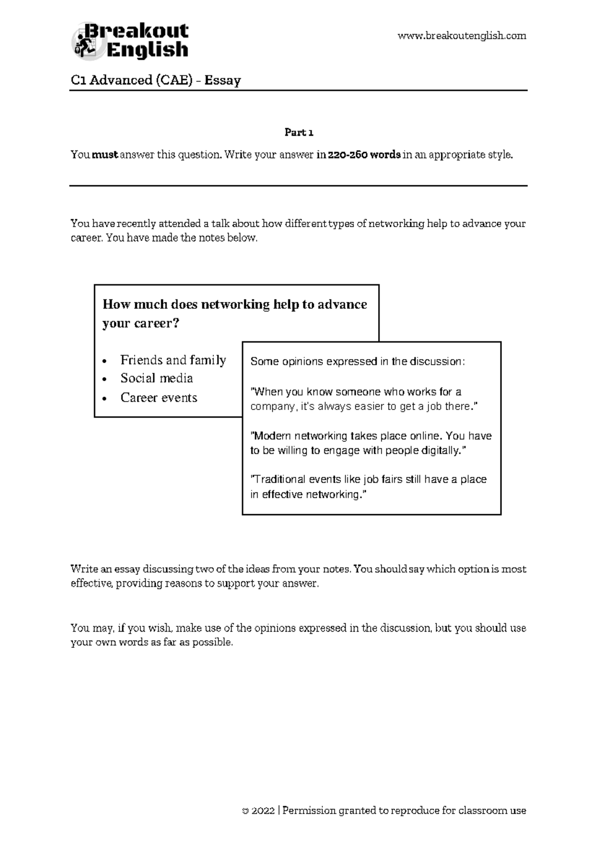 C1 Advanced Essay C Networking - How much does networking help to ...
