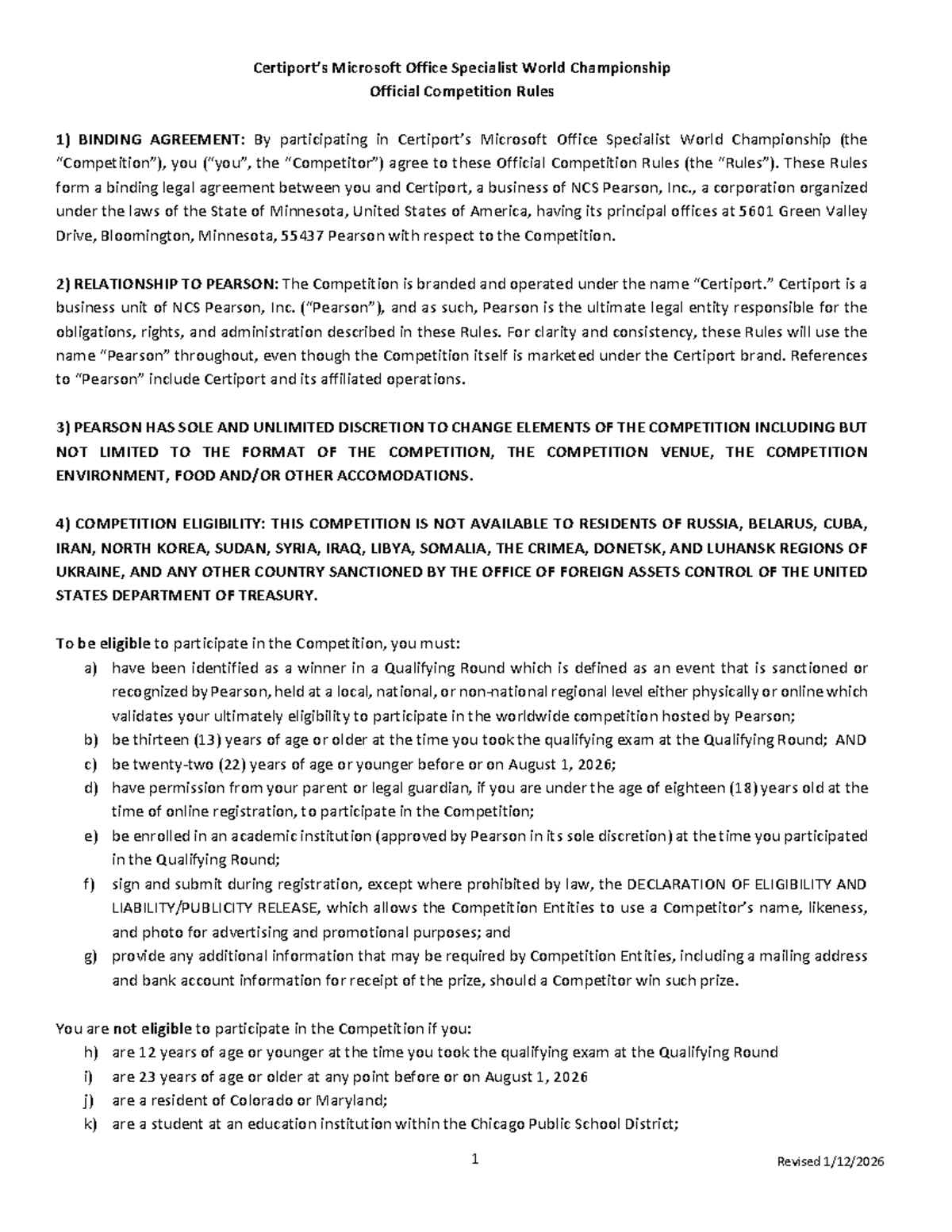 2026 MOS World Championship Official Competition Rules - Studocu