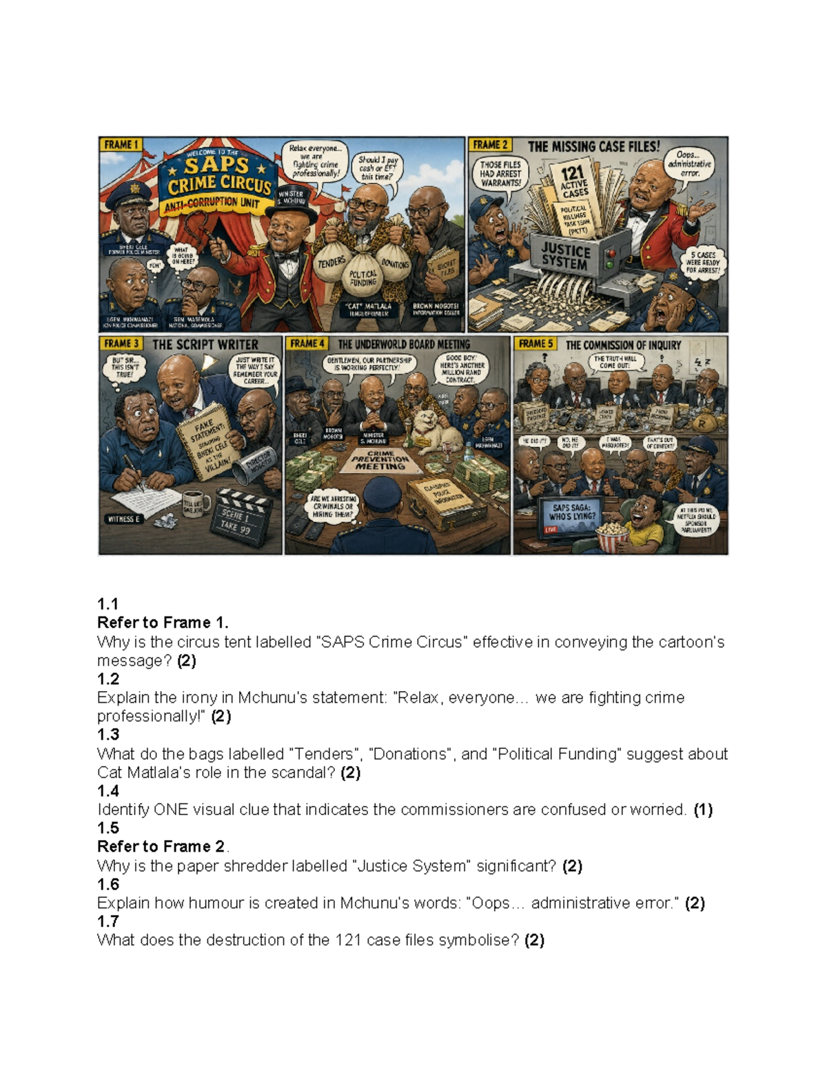 Grade 12 Cartoon Analysis Classwork: Frames & Irony Insights - Studocu
