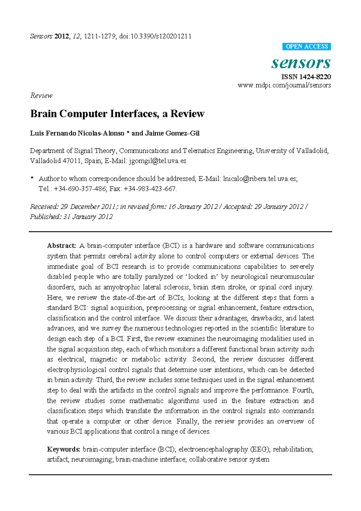 Brain-Computer Interface Applications: A Comprehensive Overview ...